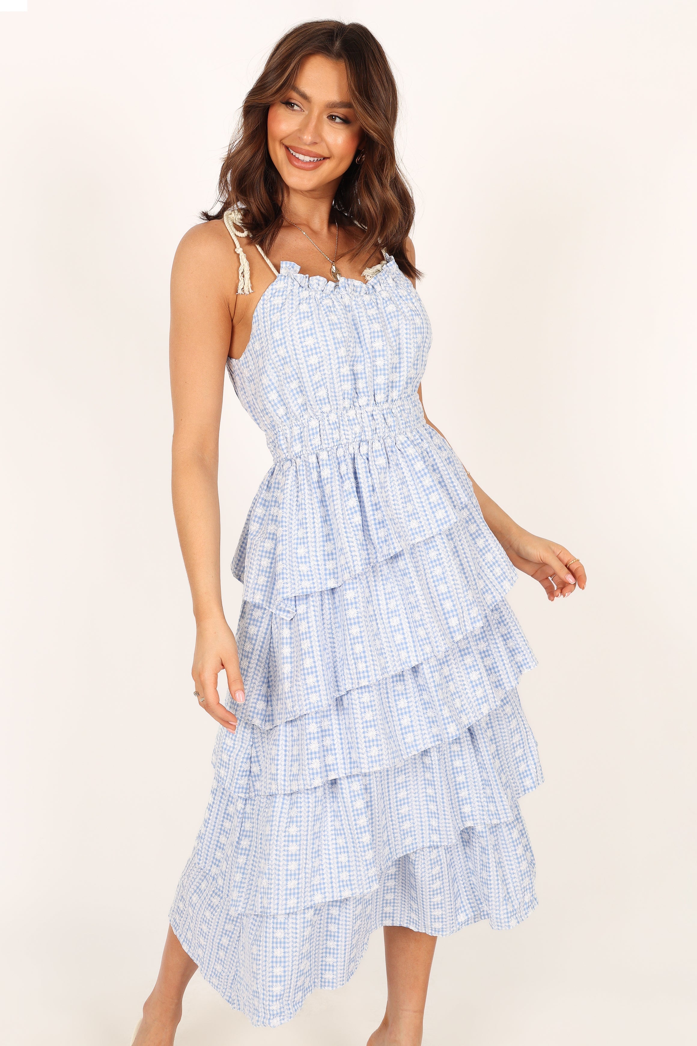 Cora Midi Dress - Blue-Aur Fashion