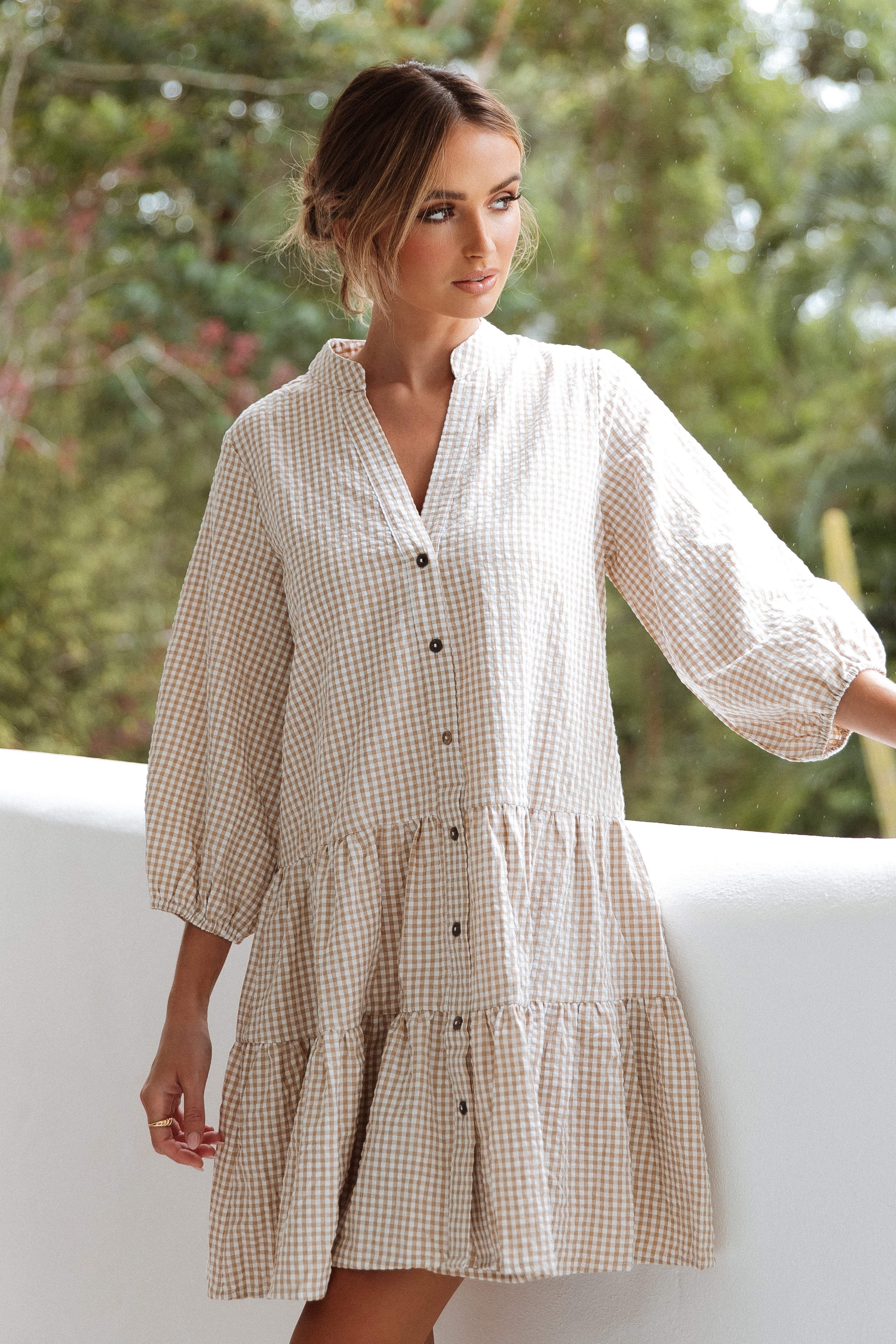 Daria Dress - Beige-Aur Fashion