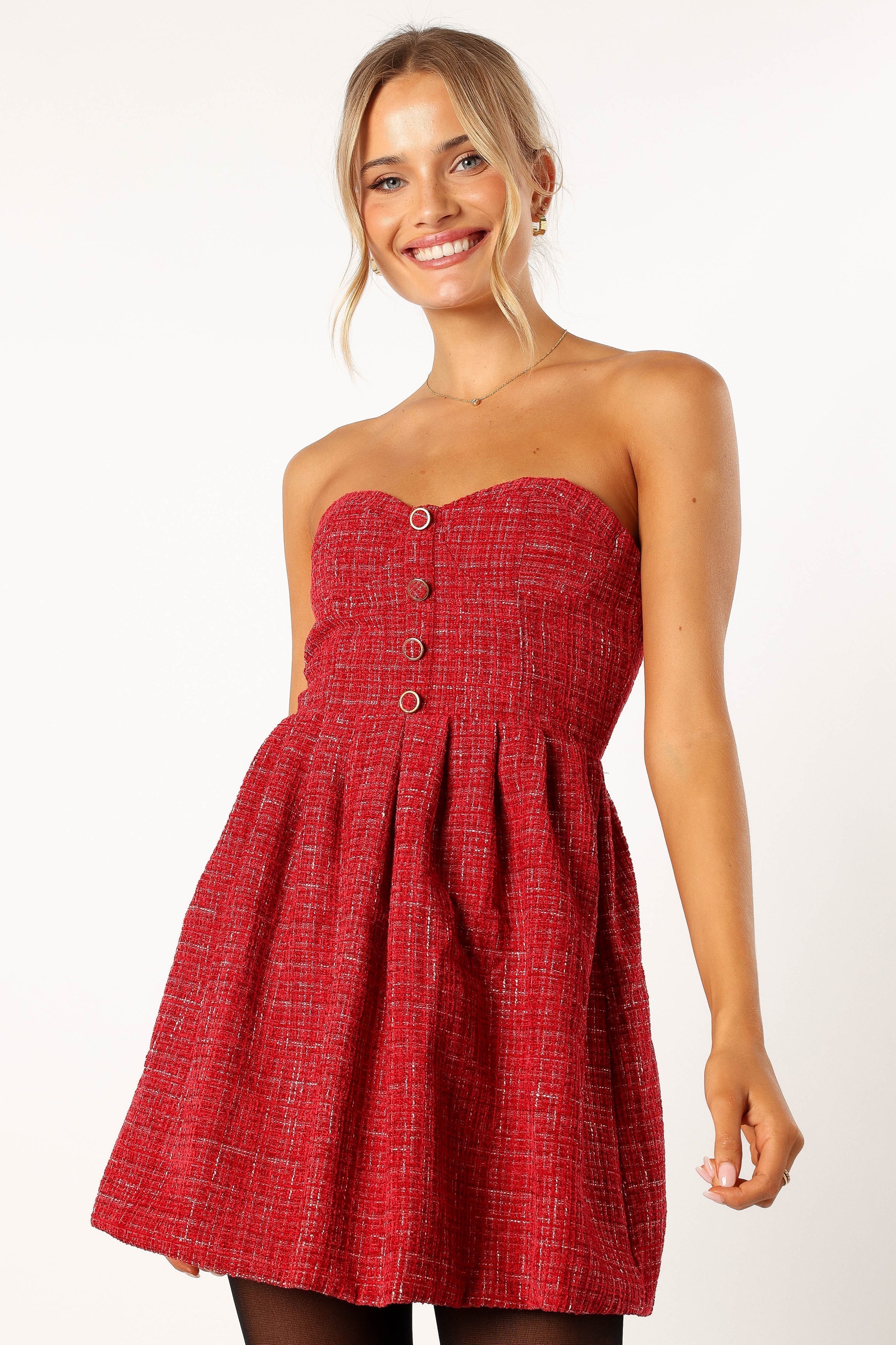 Dasher Strapless Mini Dress - Red-Aur Fashion