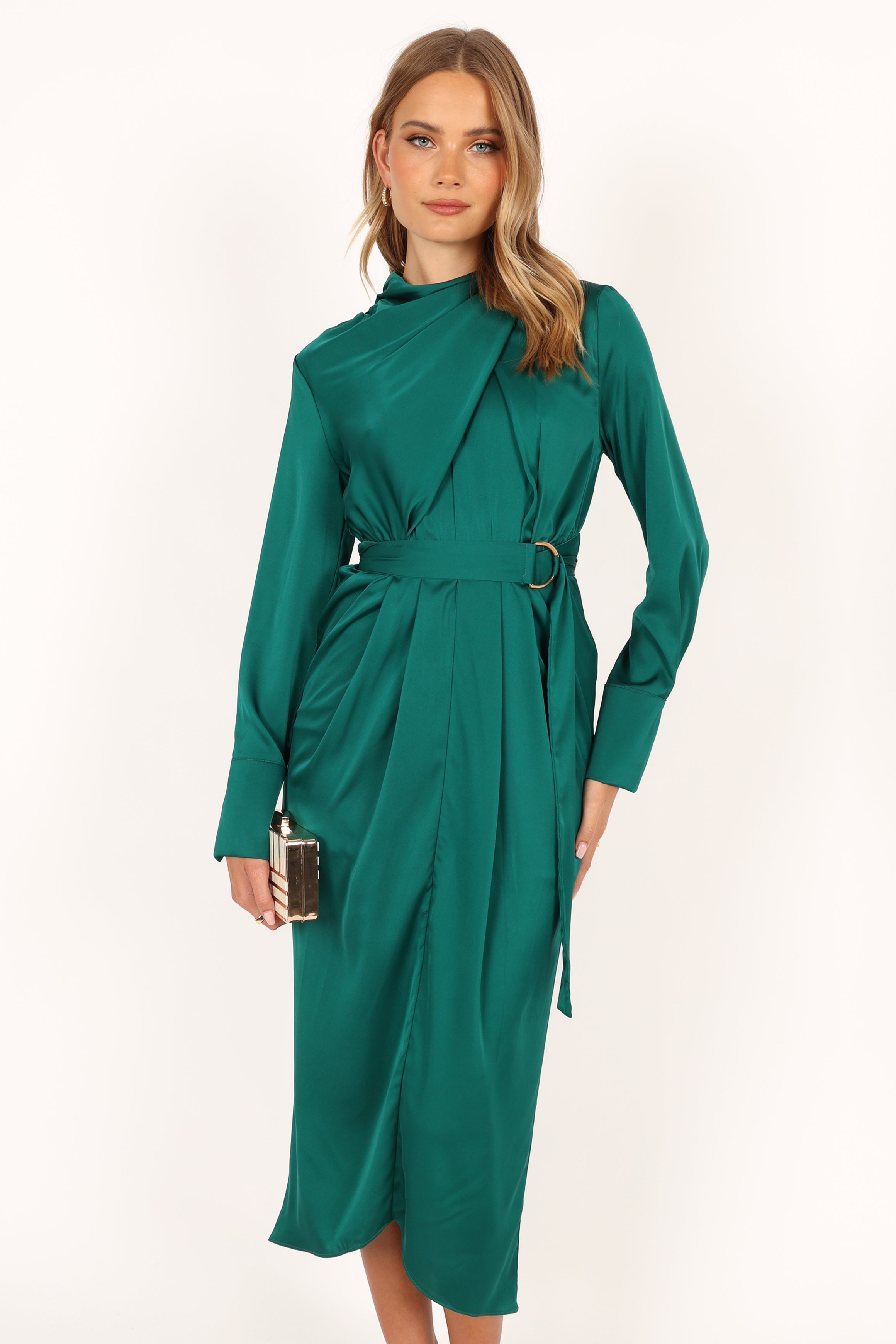 Dionne Long Sleeve Midi Dress - Emerald-Aur Fashion