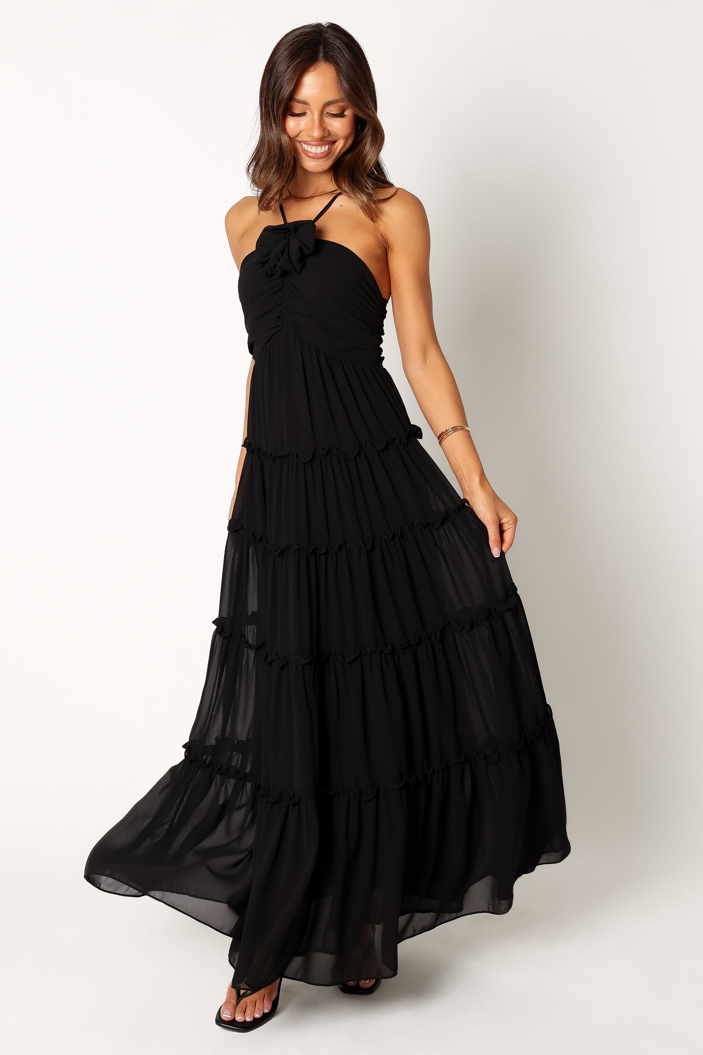 Dottie Halterneck Maxi Dress - Black-Aur Fashion