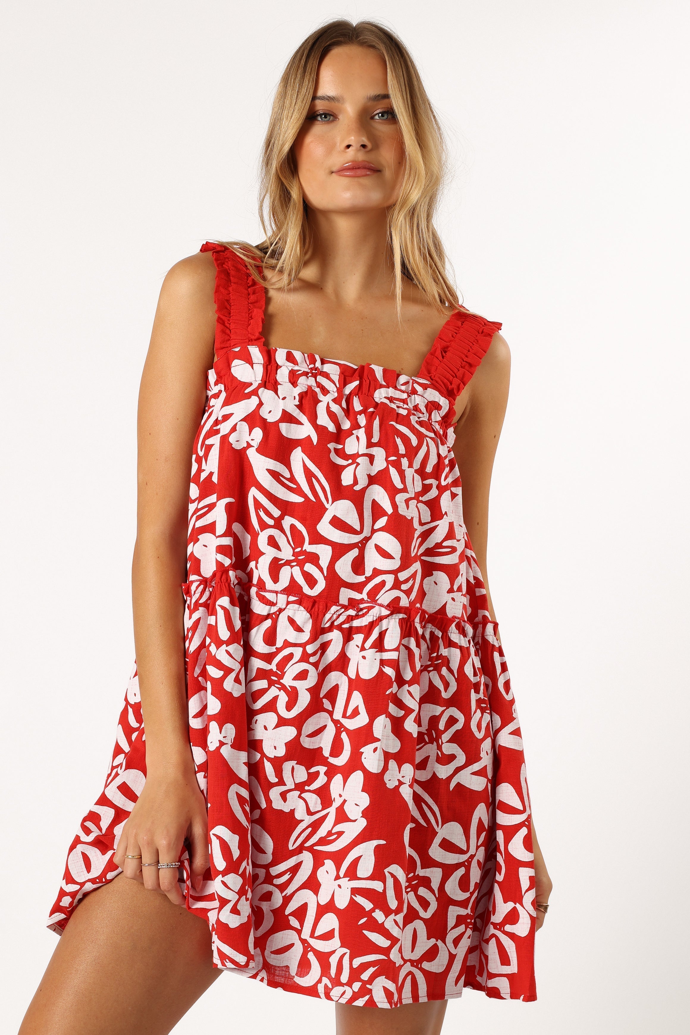 Elena Mini Dress - Red Floral-Aur Fashion
