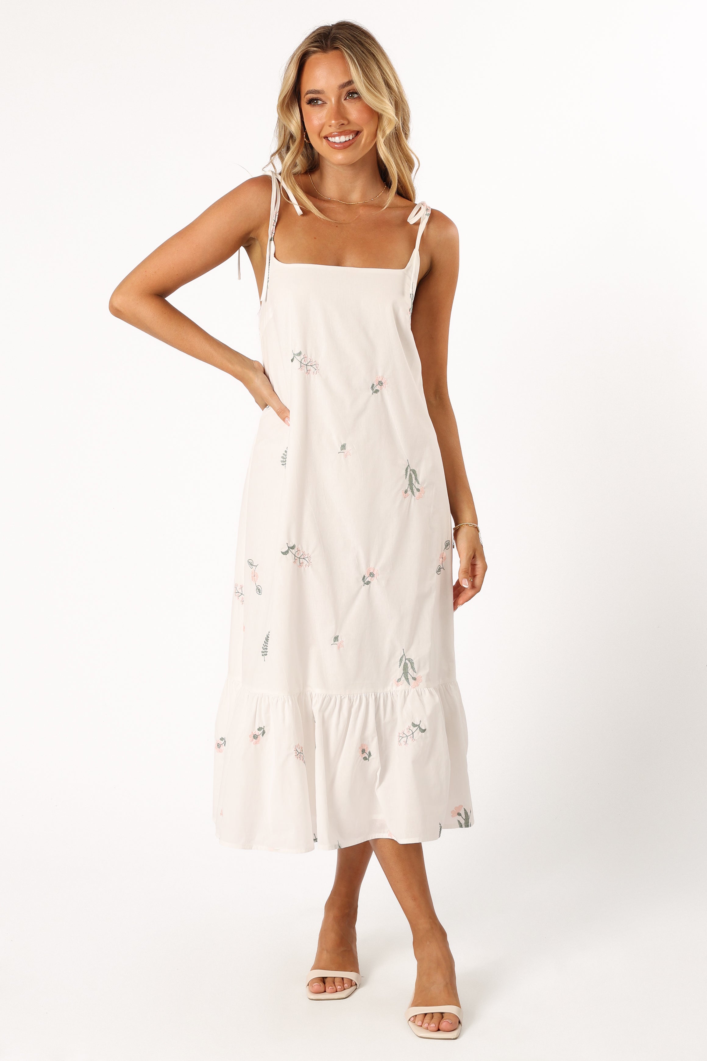 Emmett Ruffle Hem Midi Dress - Floral-Aur Fashion