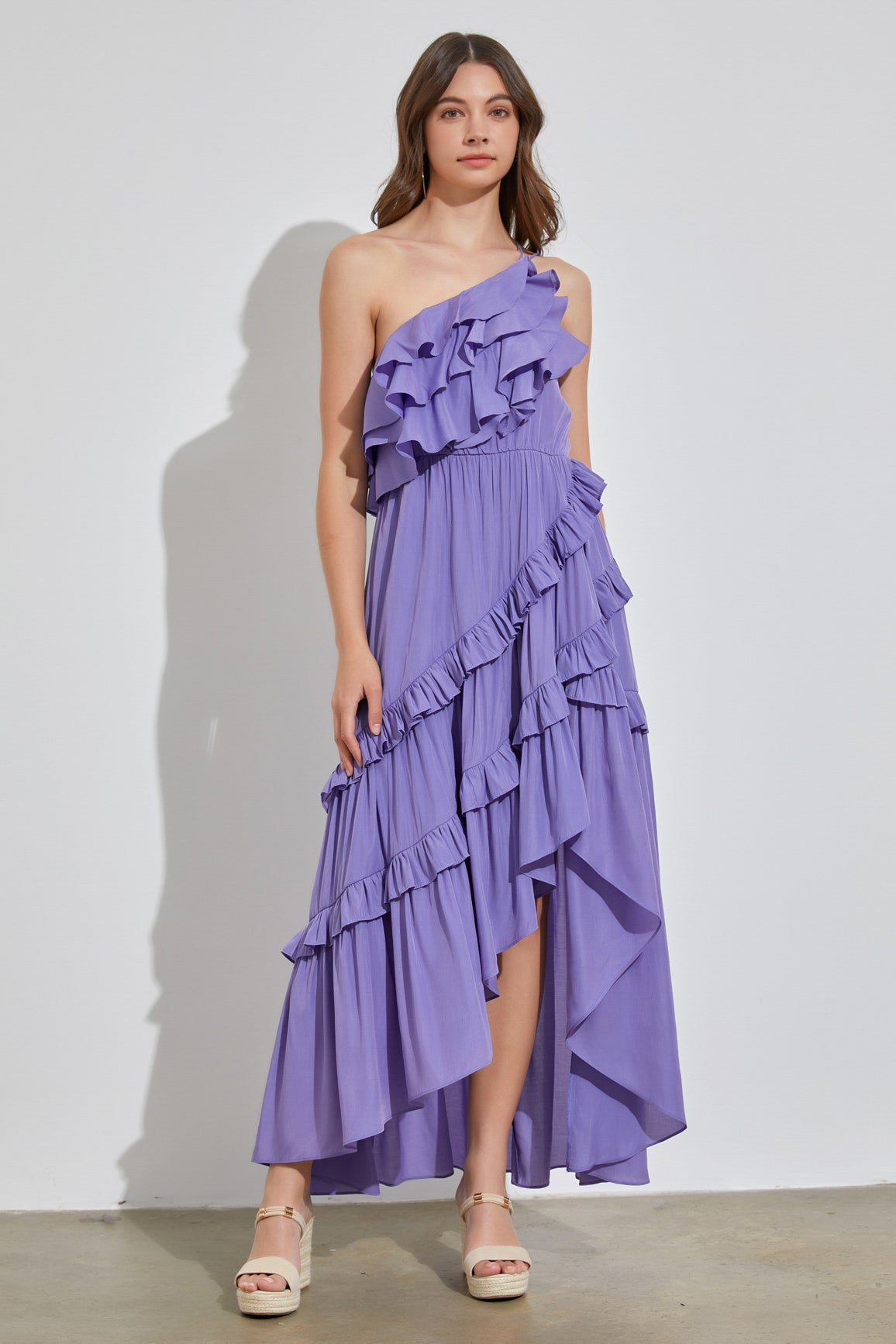 Fiorda One Shoulder Midi Dress - Lilac-Aur Fashion