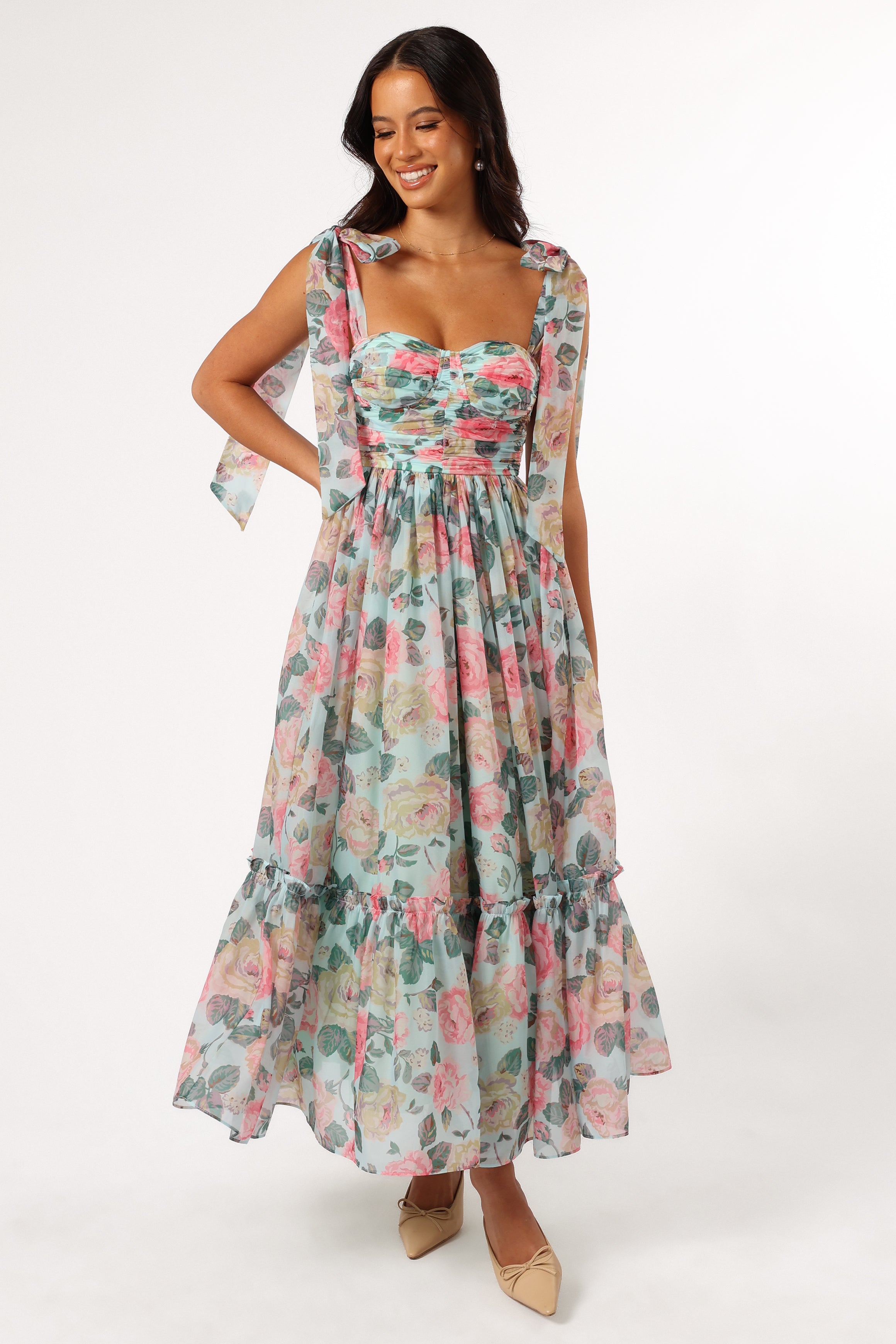 Floret Midi Dress - Blue Multi-Aur Fashion