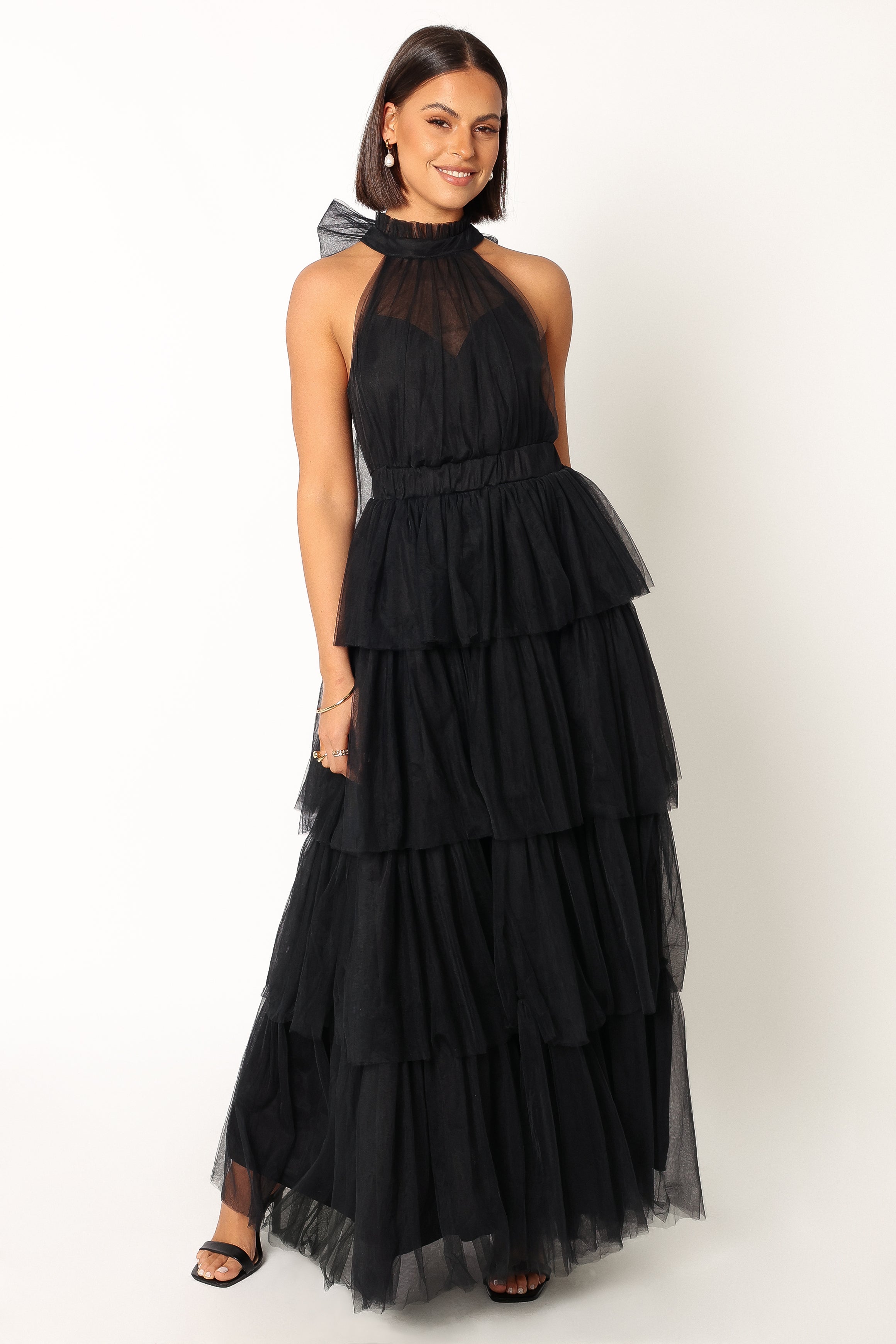Frances Halterneck Maxi Dress - Black-Aur Fashion