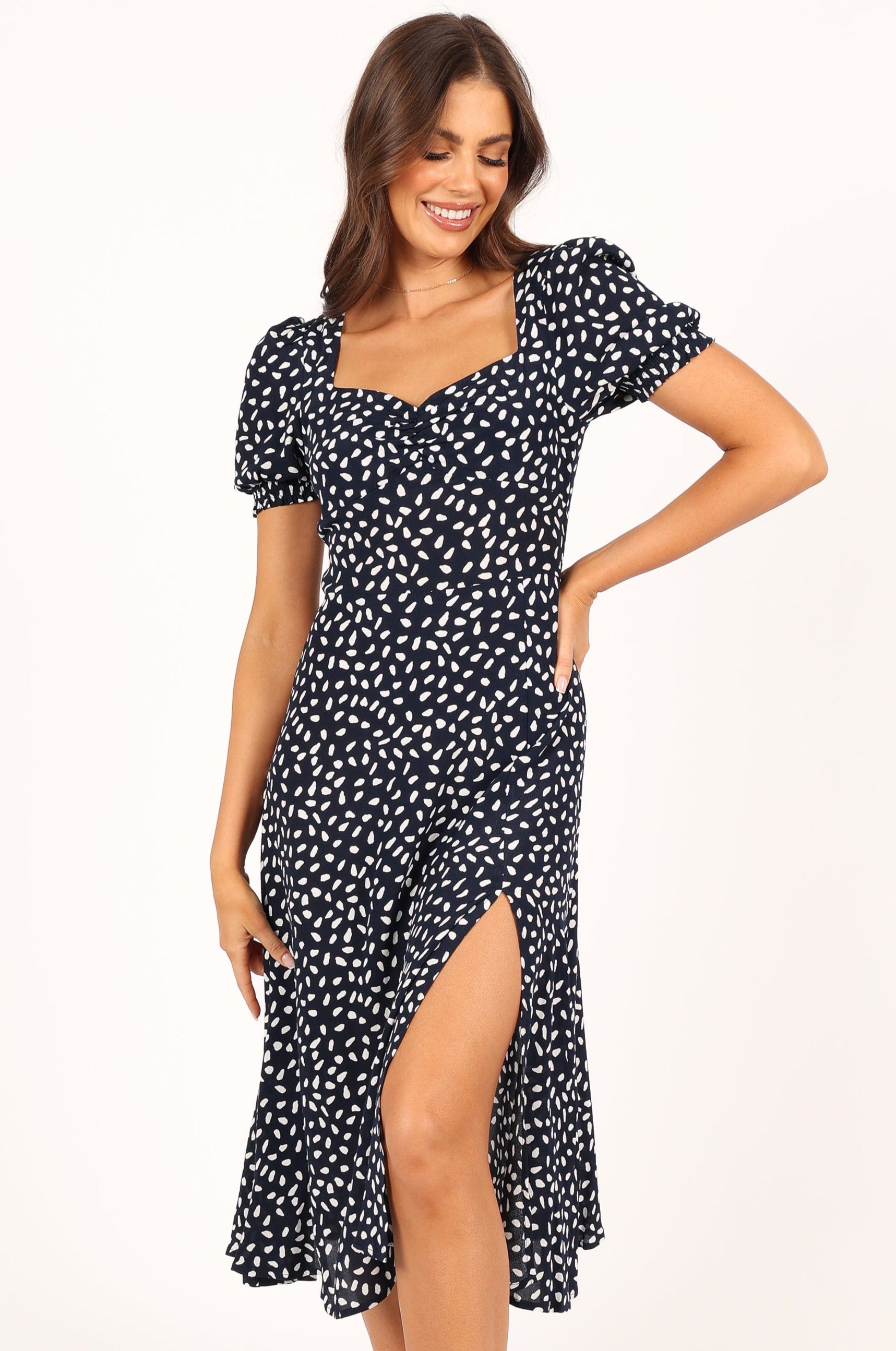 Franklin Dress - Navy Print-Aur Fashion