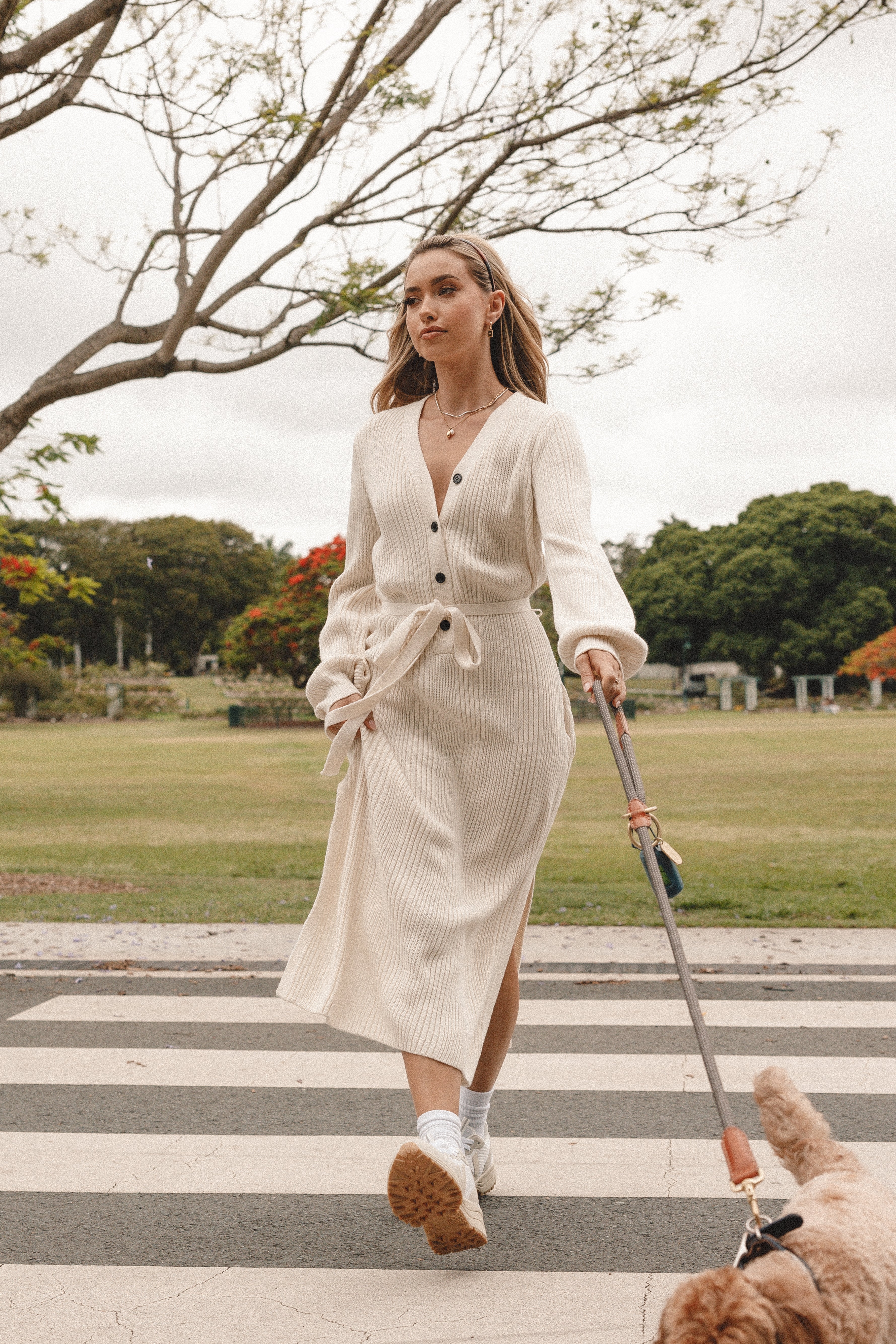 Jasper Long Sleeve Midi Dress - Cream-Aur Fashion