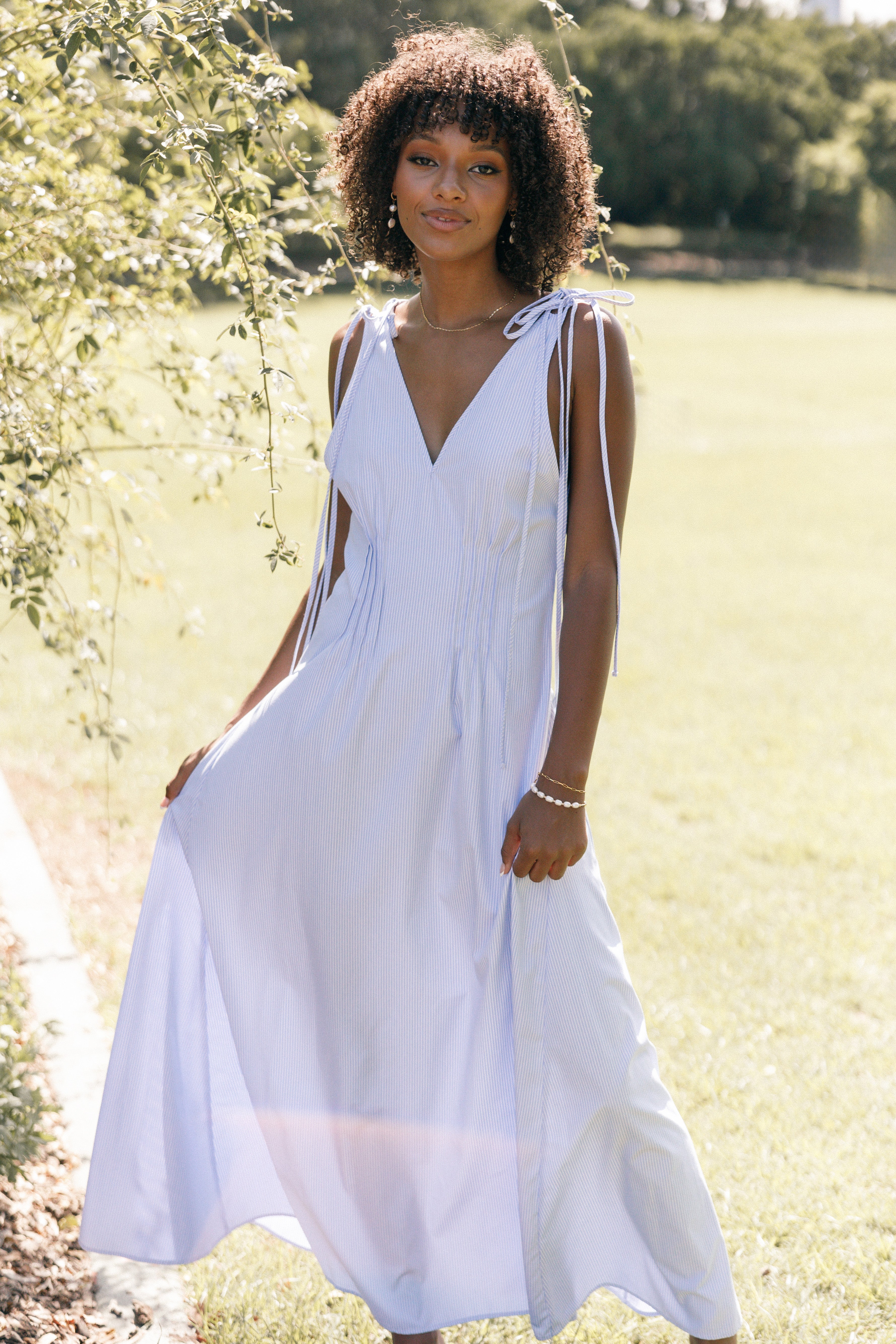 Jaynie Maxi Dress - Blue Stripe-Aur Fashion