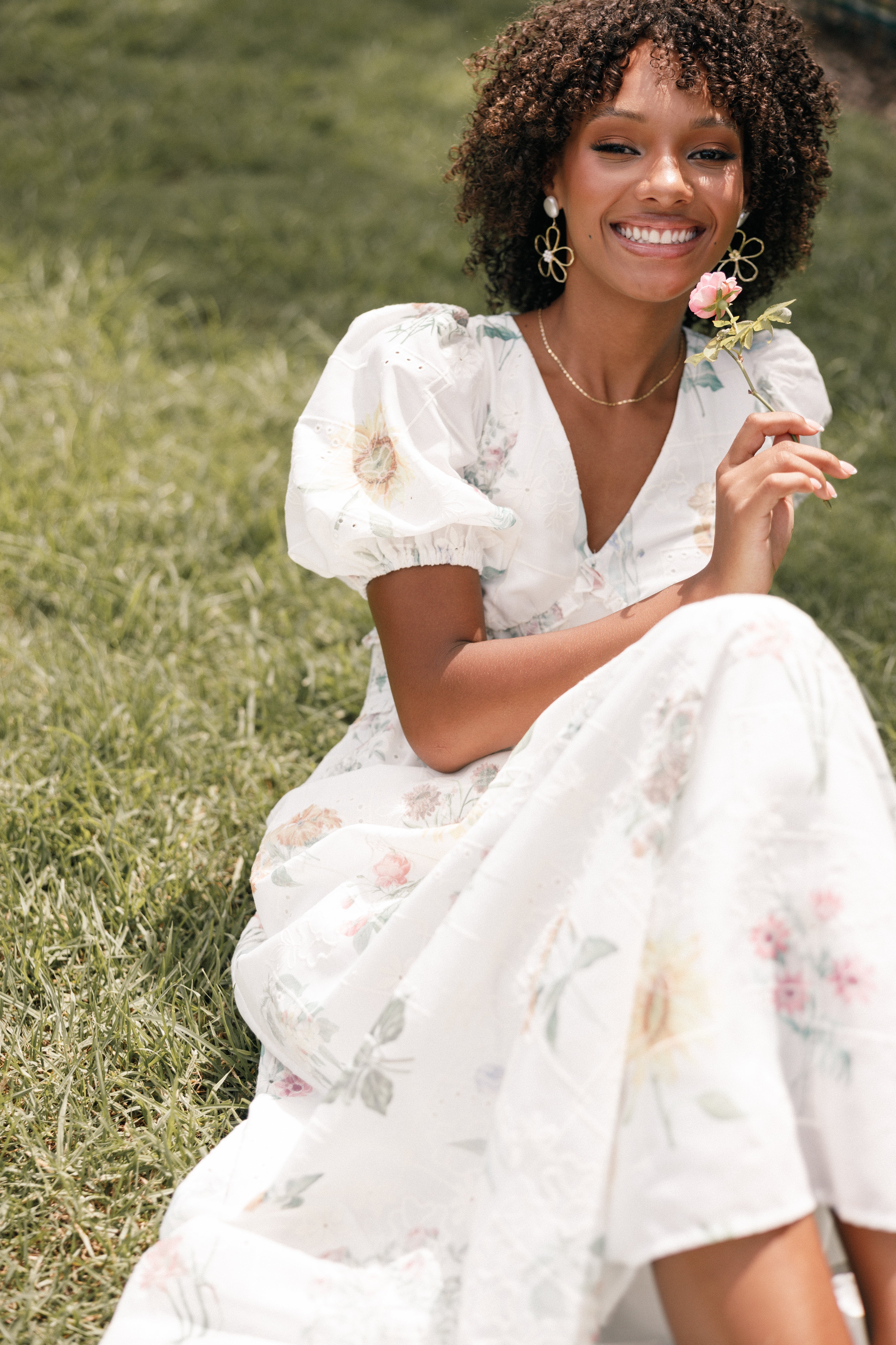 Jemima Puff Shoulder Maxi Dress - Floral-Aur Fashion