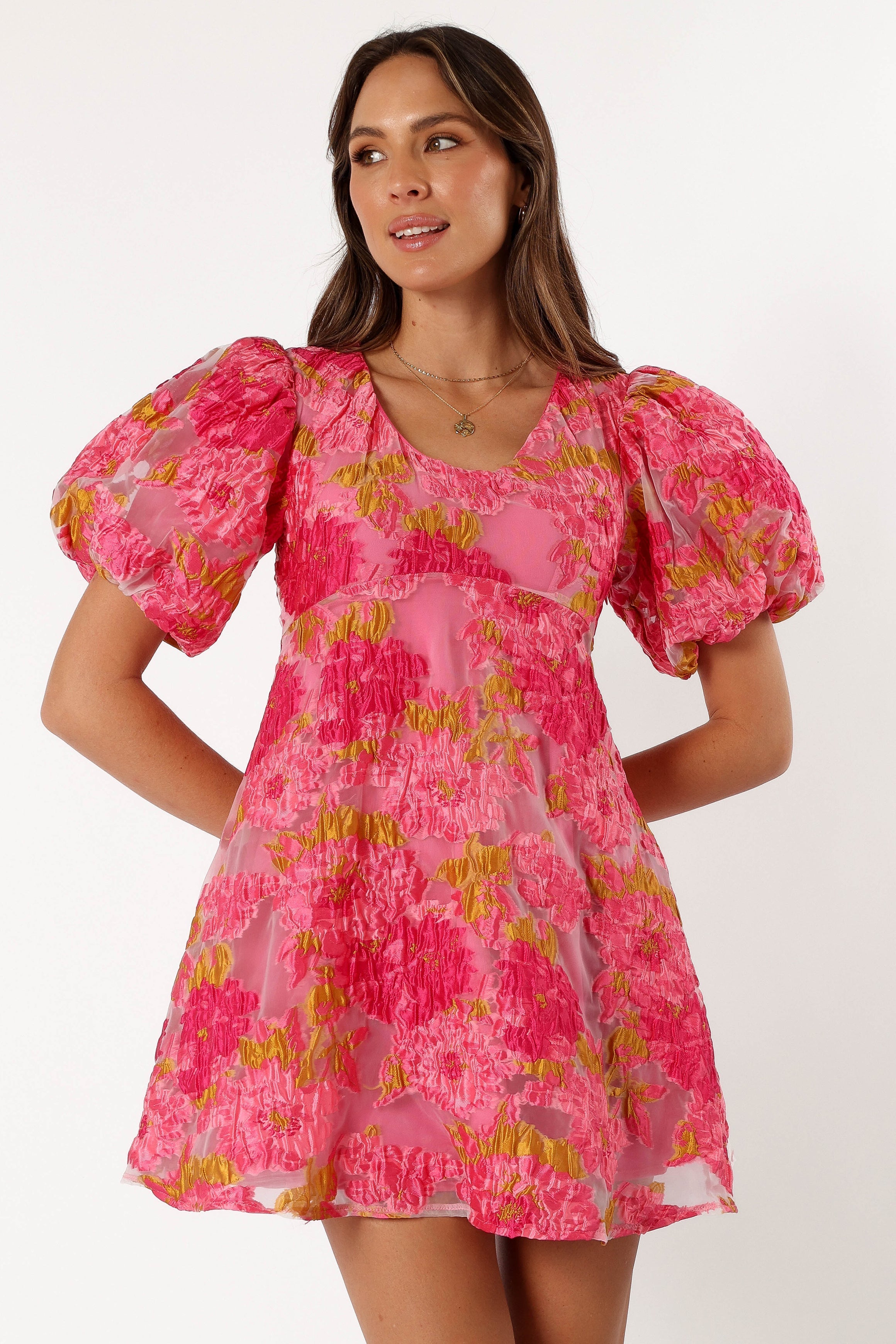 Jordin Floral Mini Dress - Pink-Aur Fashion