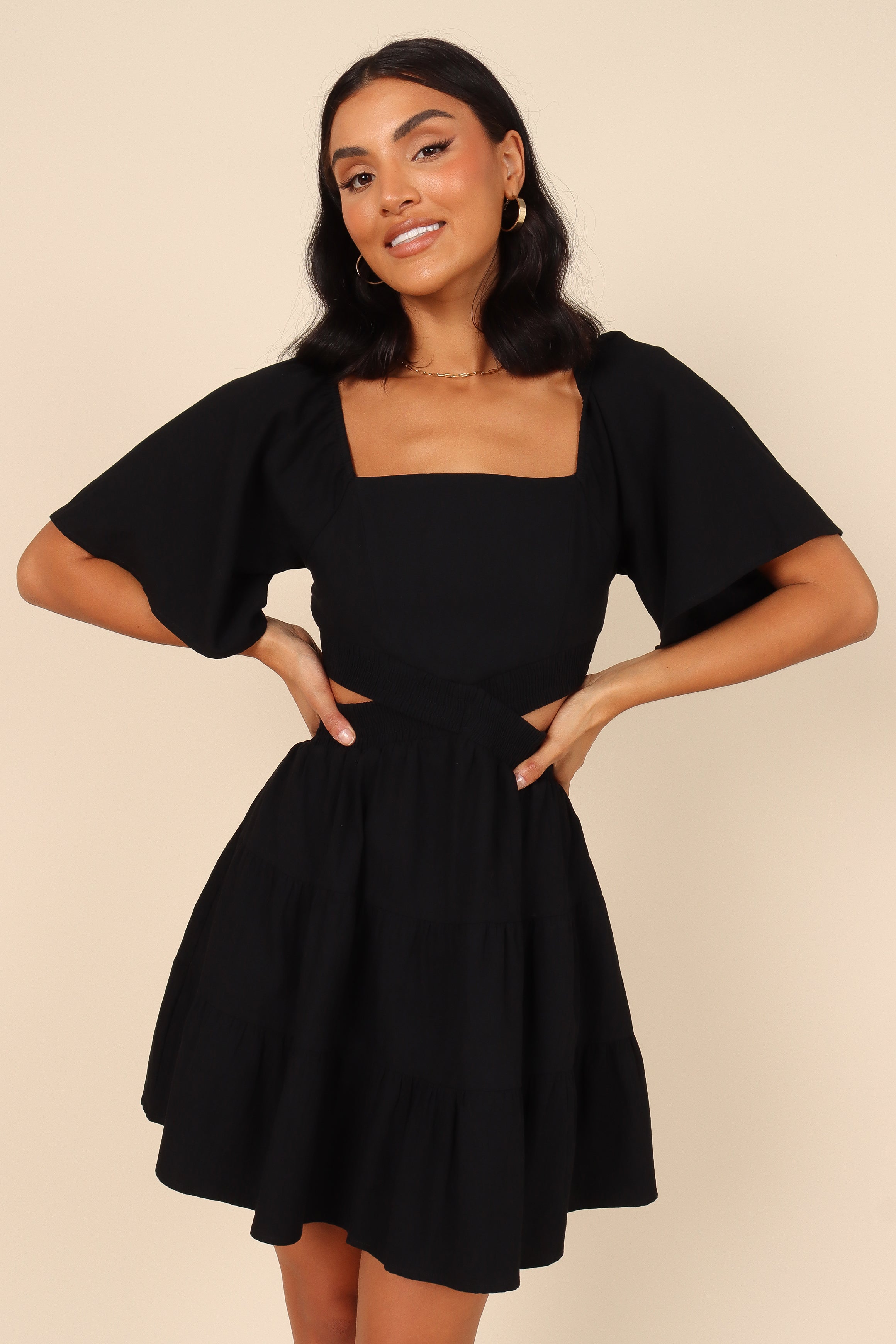 Jordyn Cut Out Mini Dress - Black-Aur Fashion