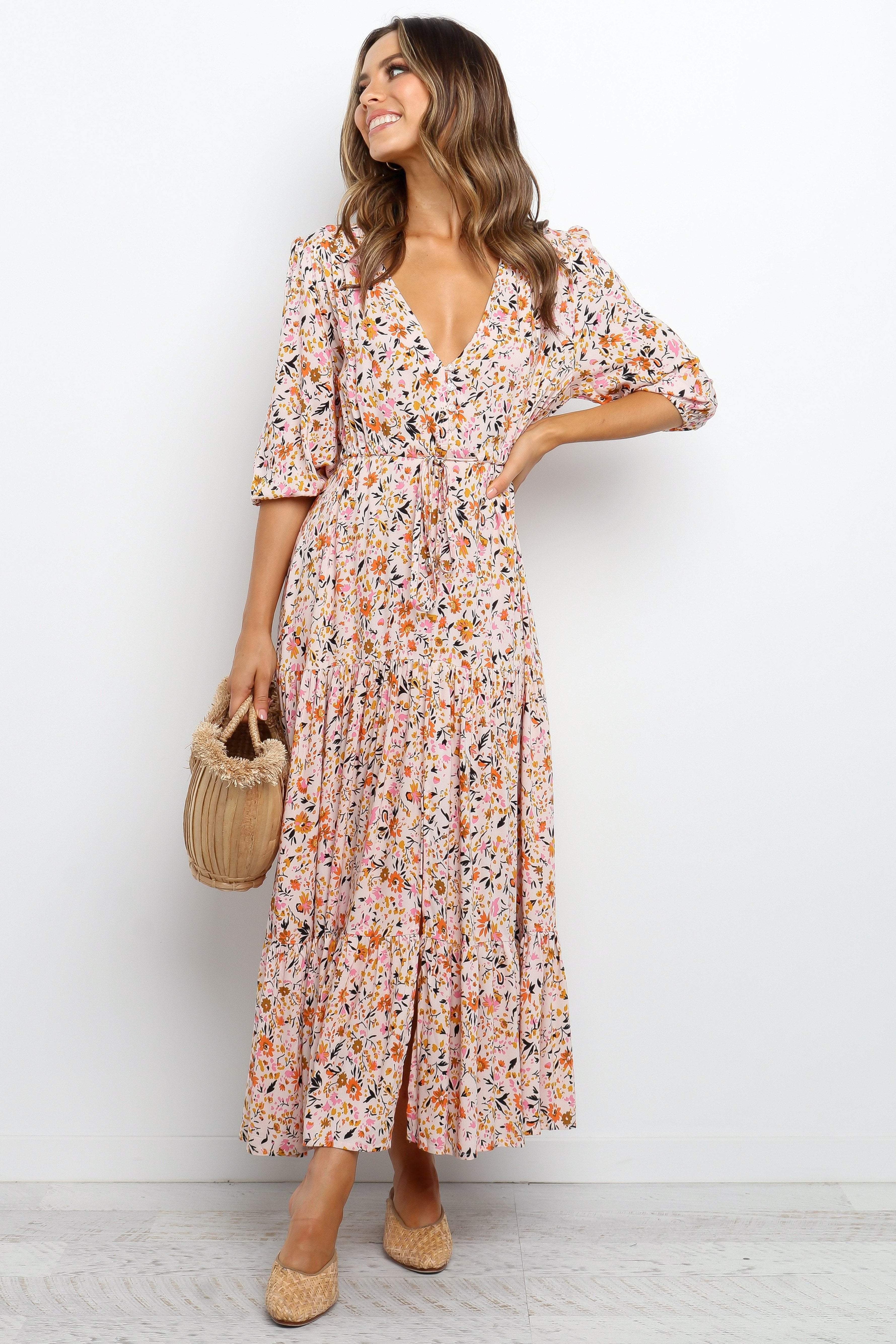 Kelda Dress - Beige-Aur Fashion