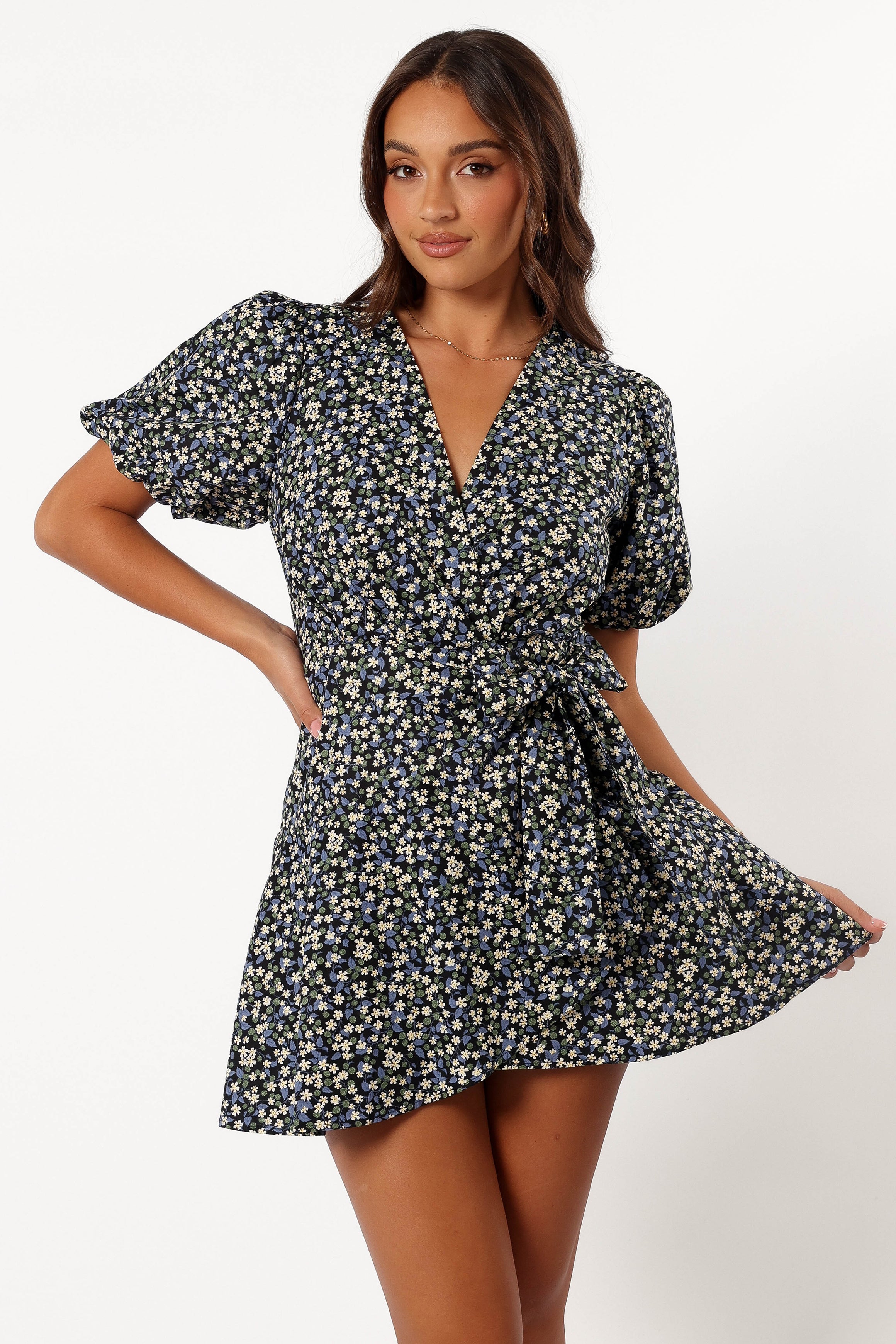 Kenn Wrap Mini Dress - Indigo Vanilla-Aur Fashion