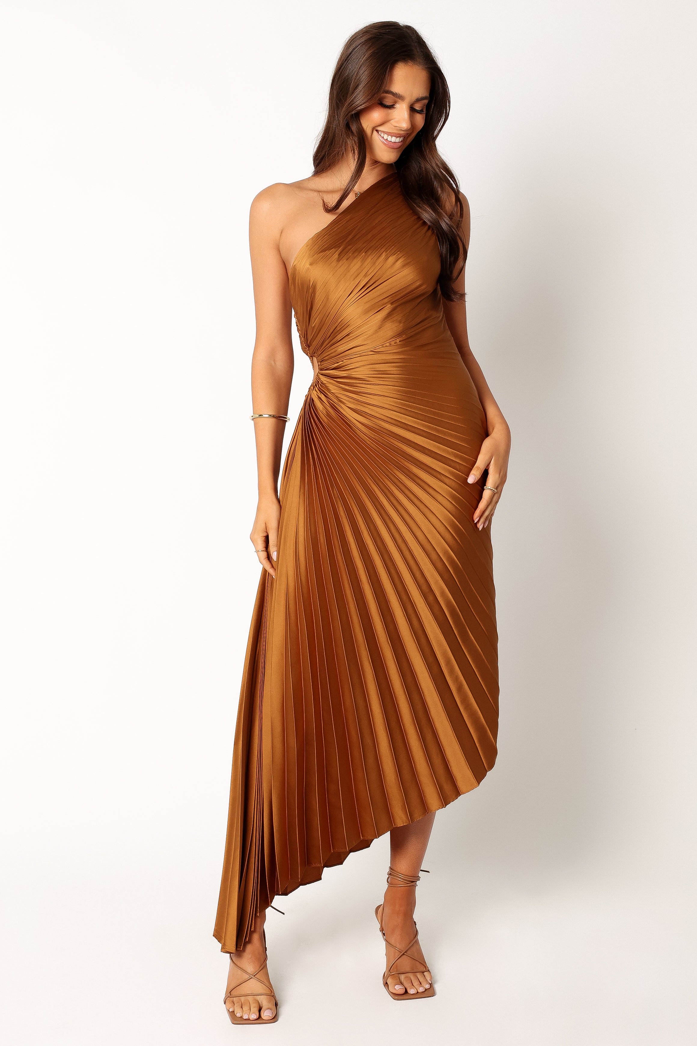 Kleo One Shoulder Maxi Dress - Golden Ochre-Aur Fashion