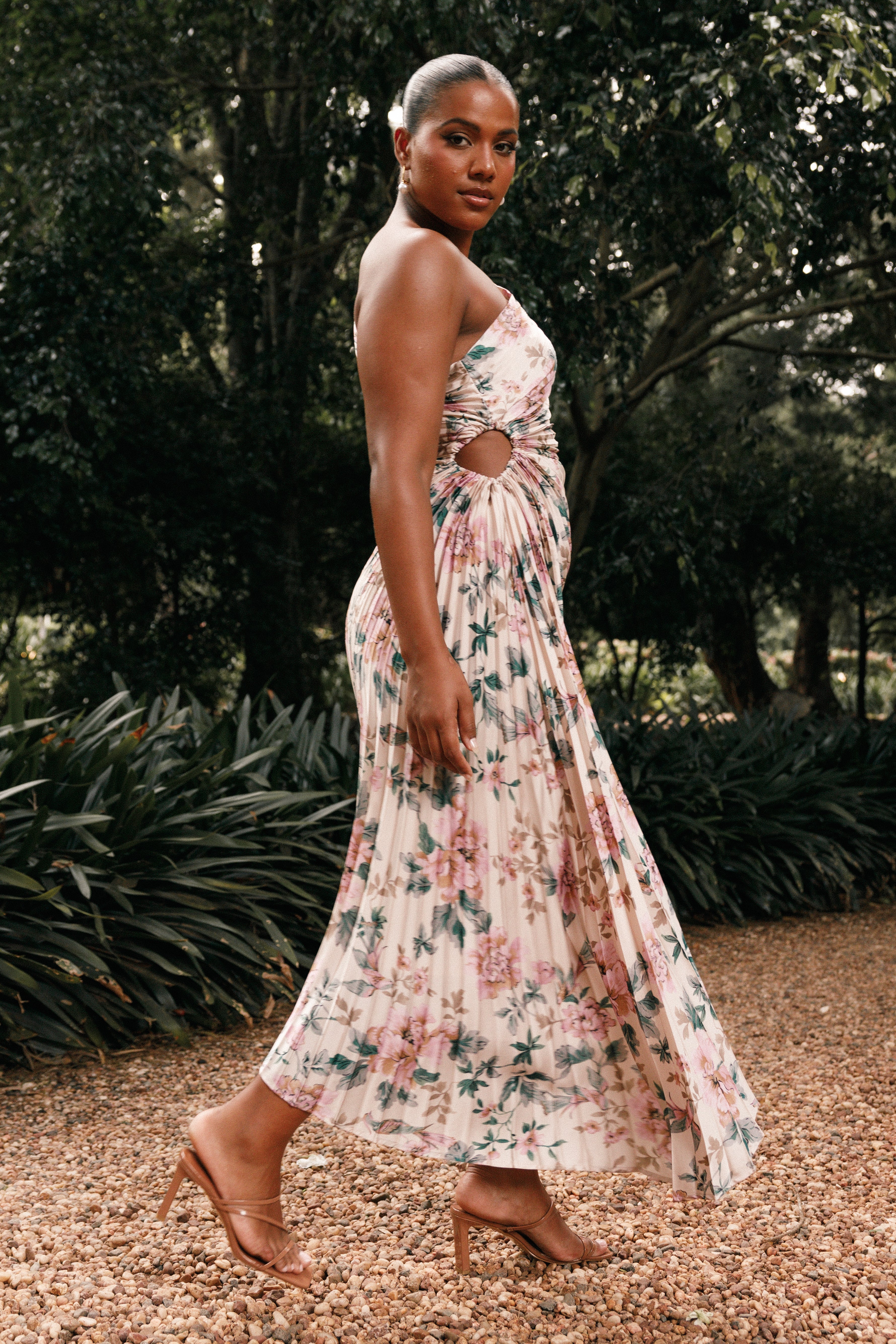 Kleo One Shoulder Maxi Dress - Pink Floral-Aur Fashion
