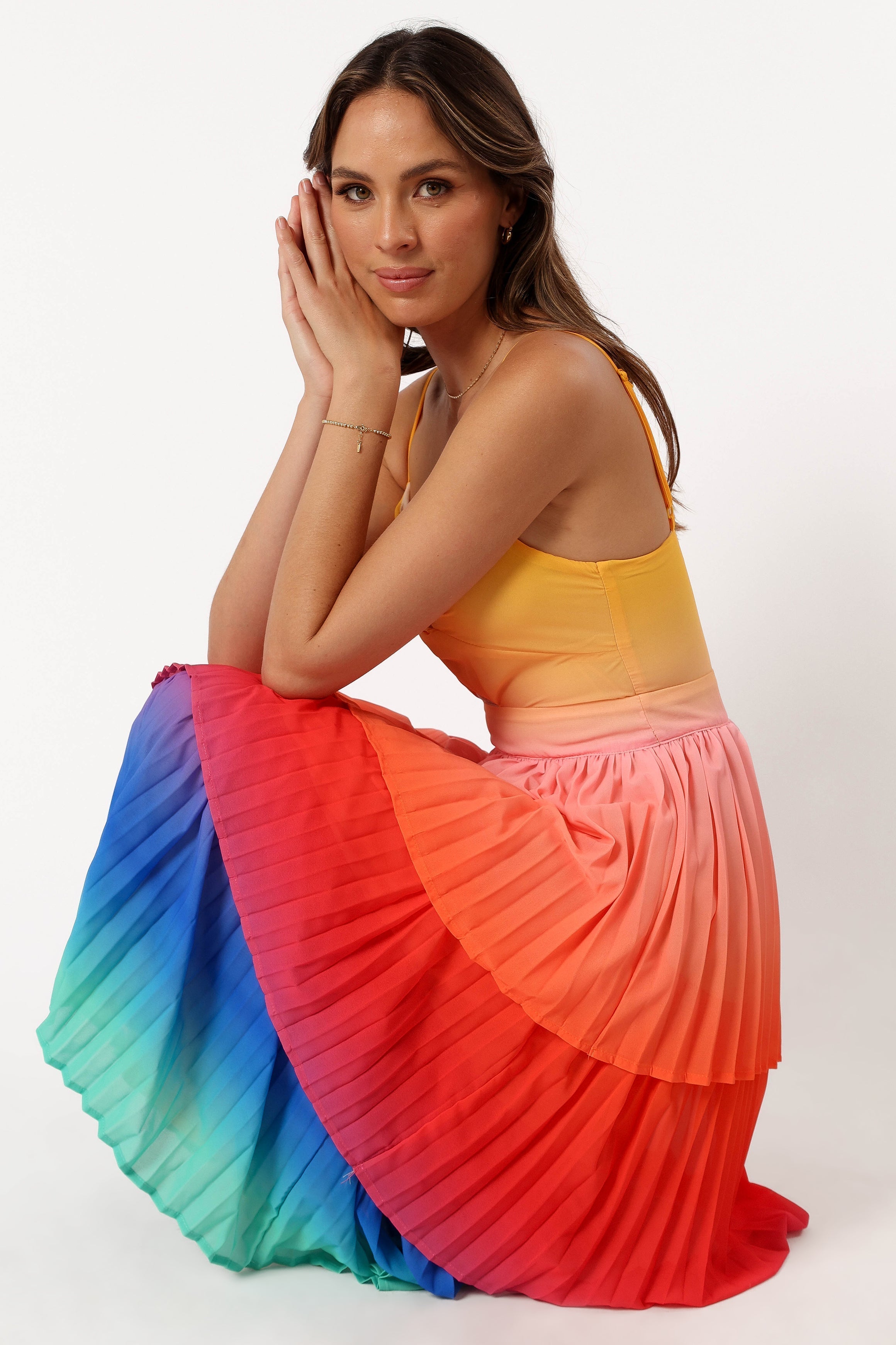 Lanos Tiered Midi Dress - Multicoloured-Aur Fashion