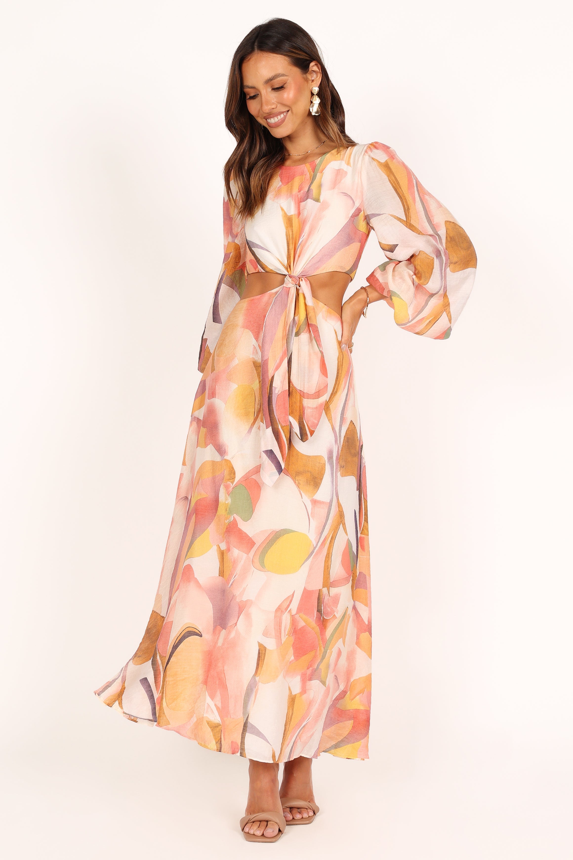 Laquin Long Sleeve Maxi Dress - Pink-Aur Fashion