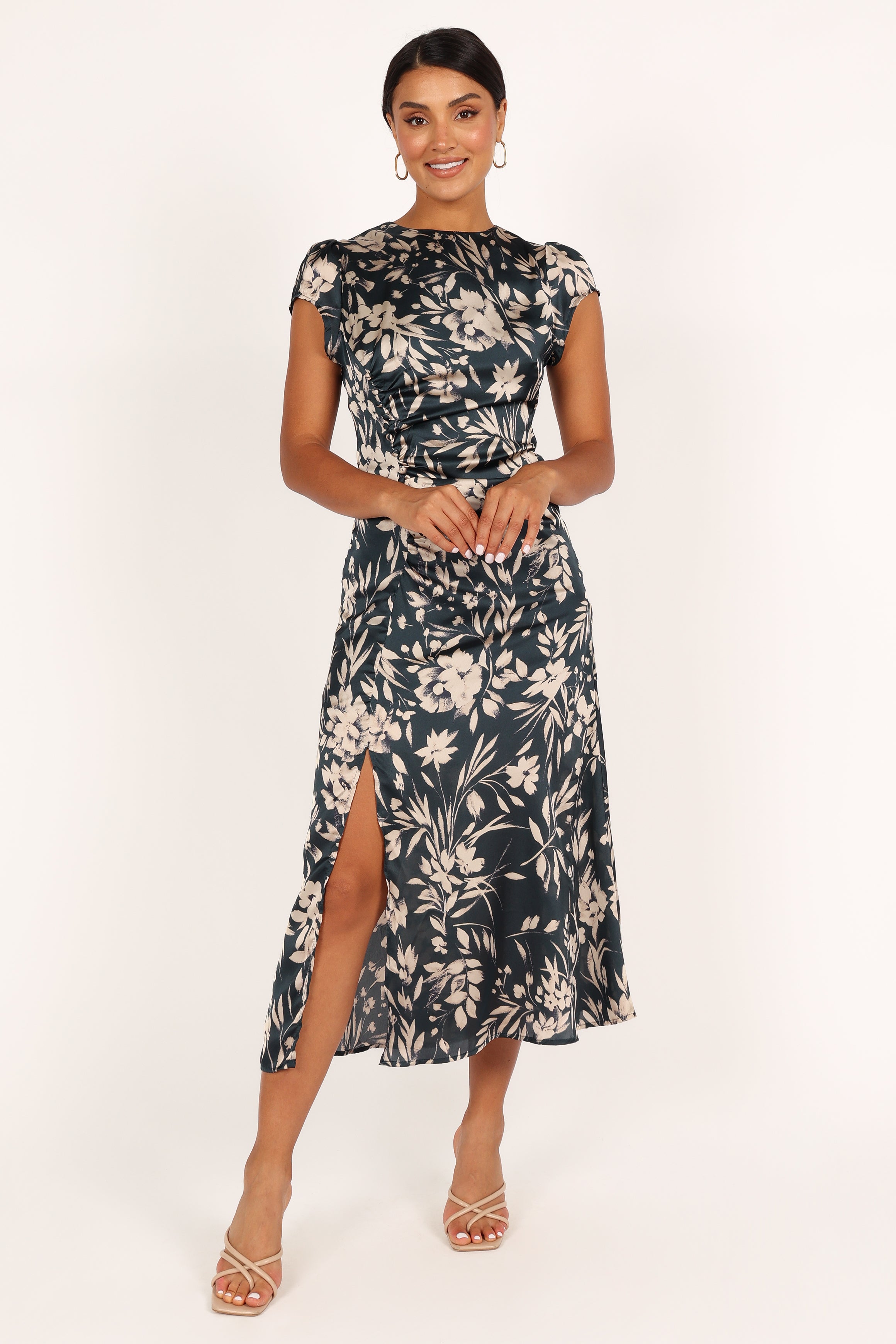 Lisbeth Midi Dress - Green Floral-Aur Fashion