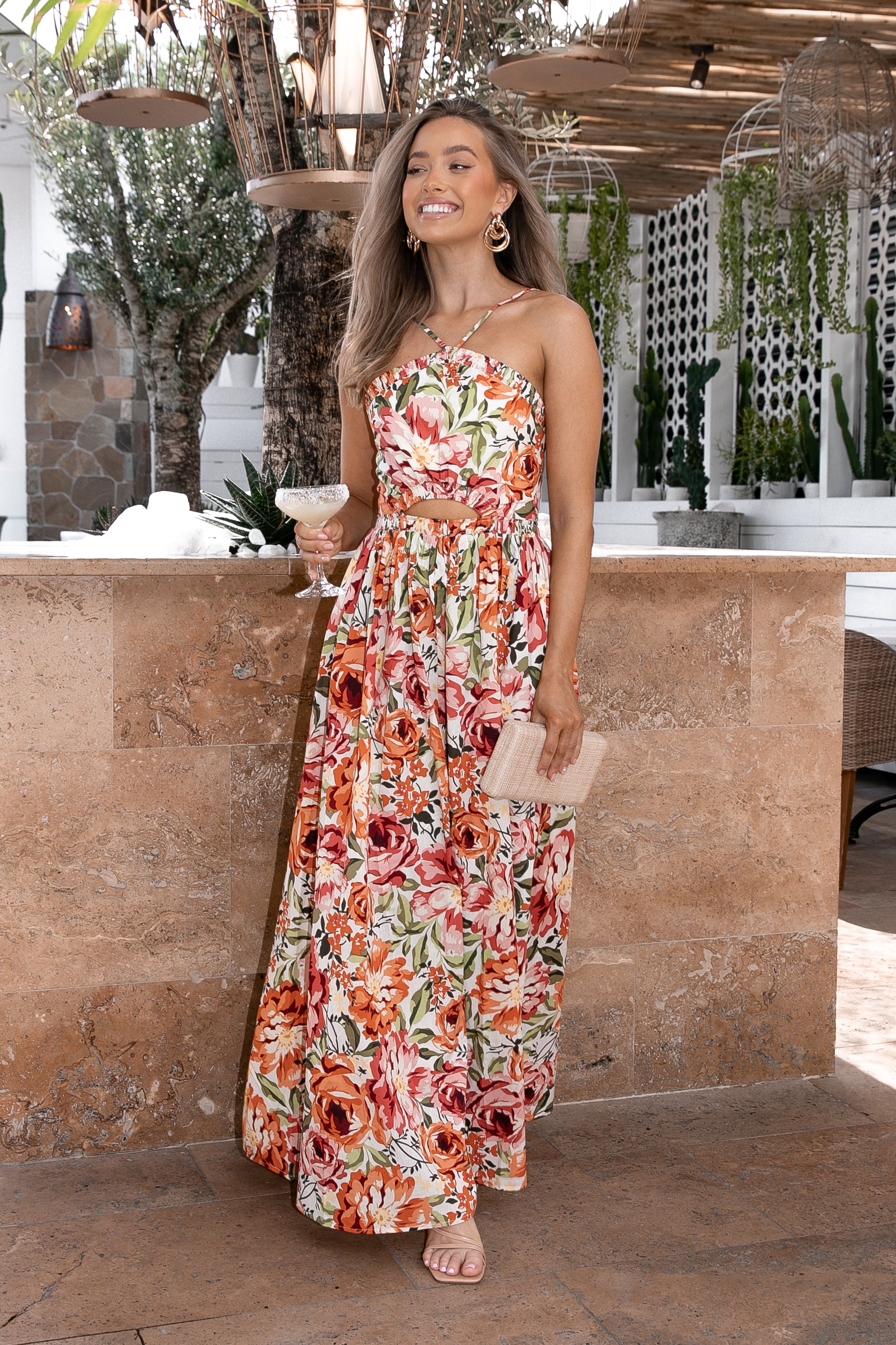 Madeira Dress - Orange Floral-Aur Fashion