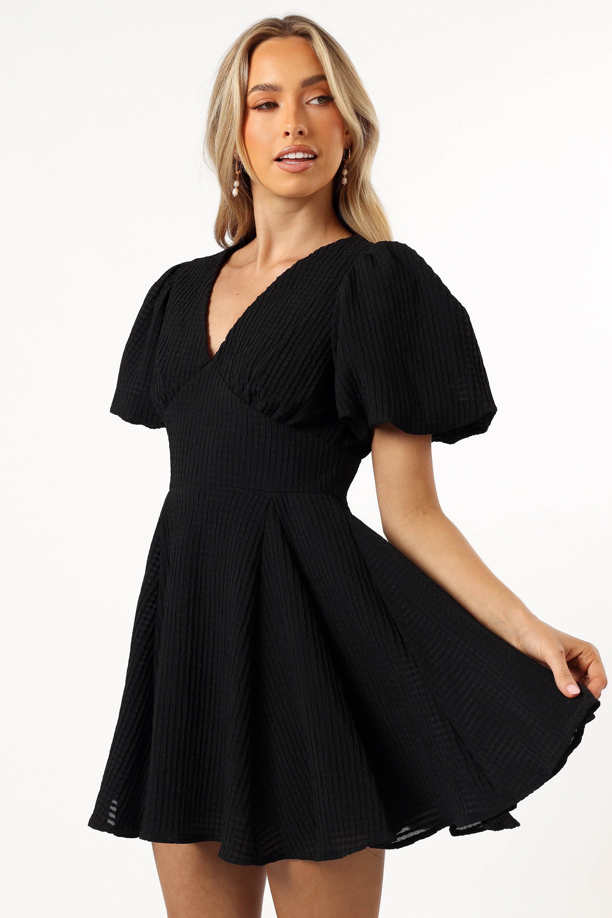 Max Short Sleeve Mini Dress - Black-Aur Fashion