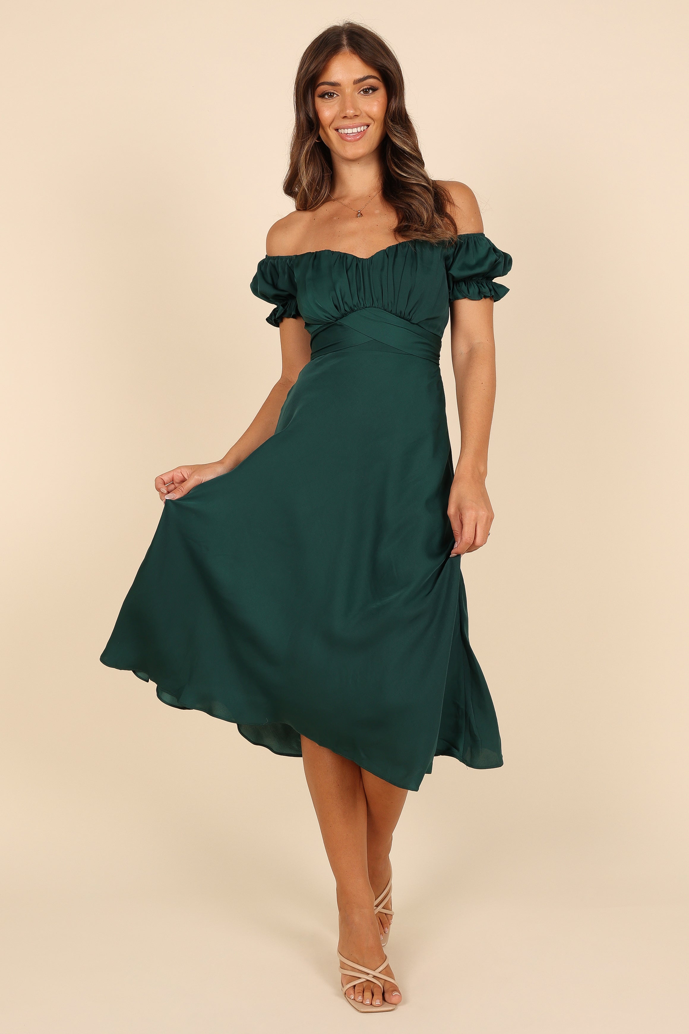 Mickenna Sweetheart Frill Midi Dress - Emerald-Aur Fashion