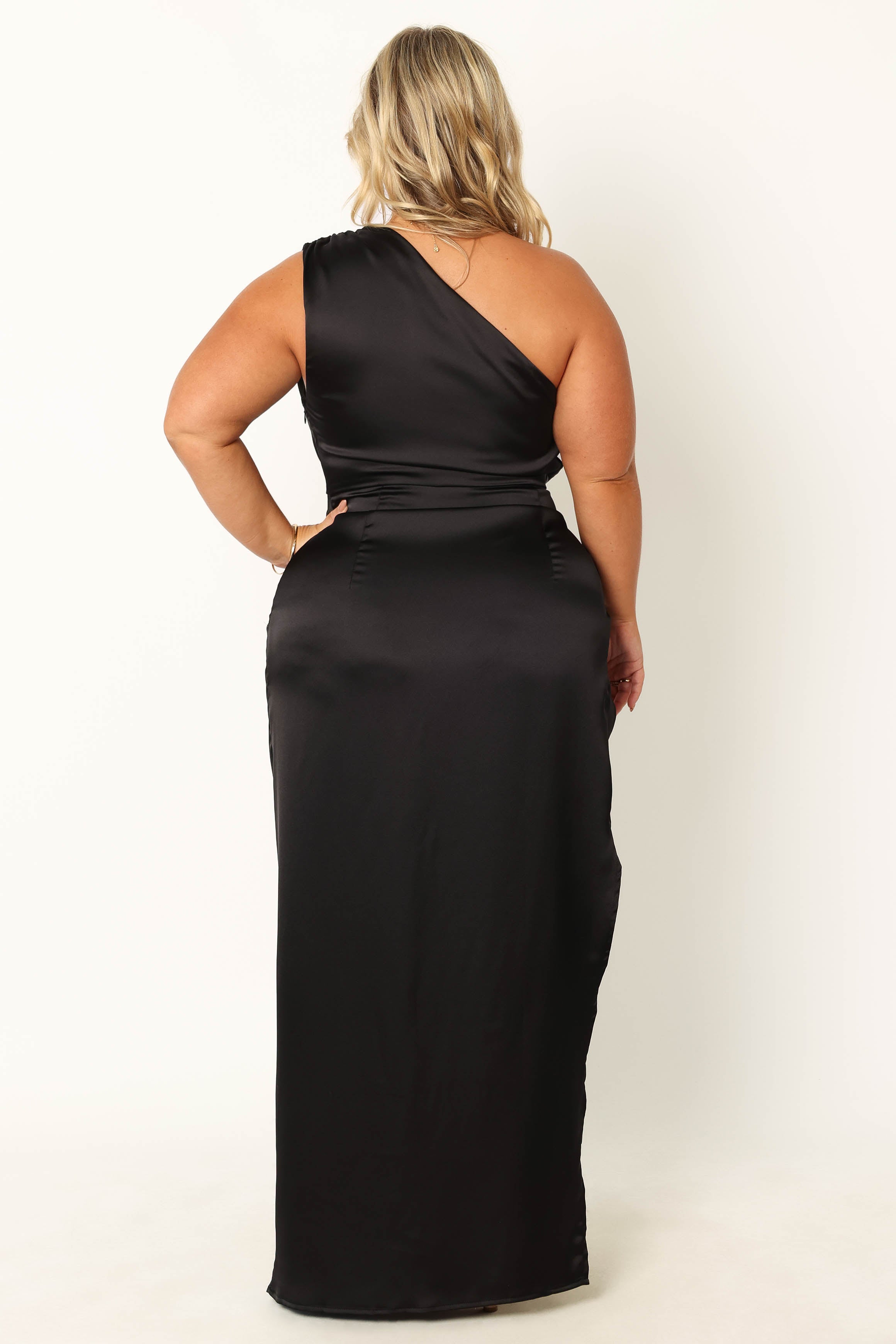 Nadia One Shoulder Maxi Dress - Black-Aur Fashion