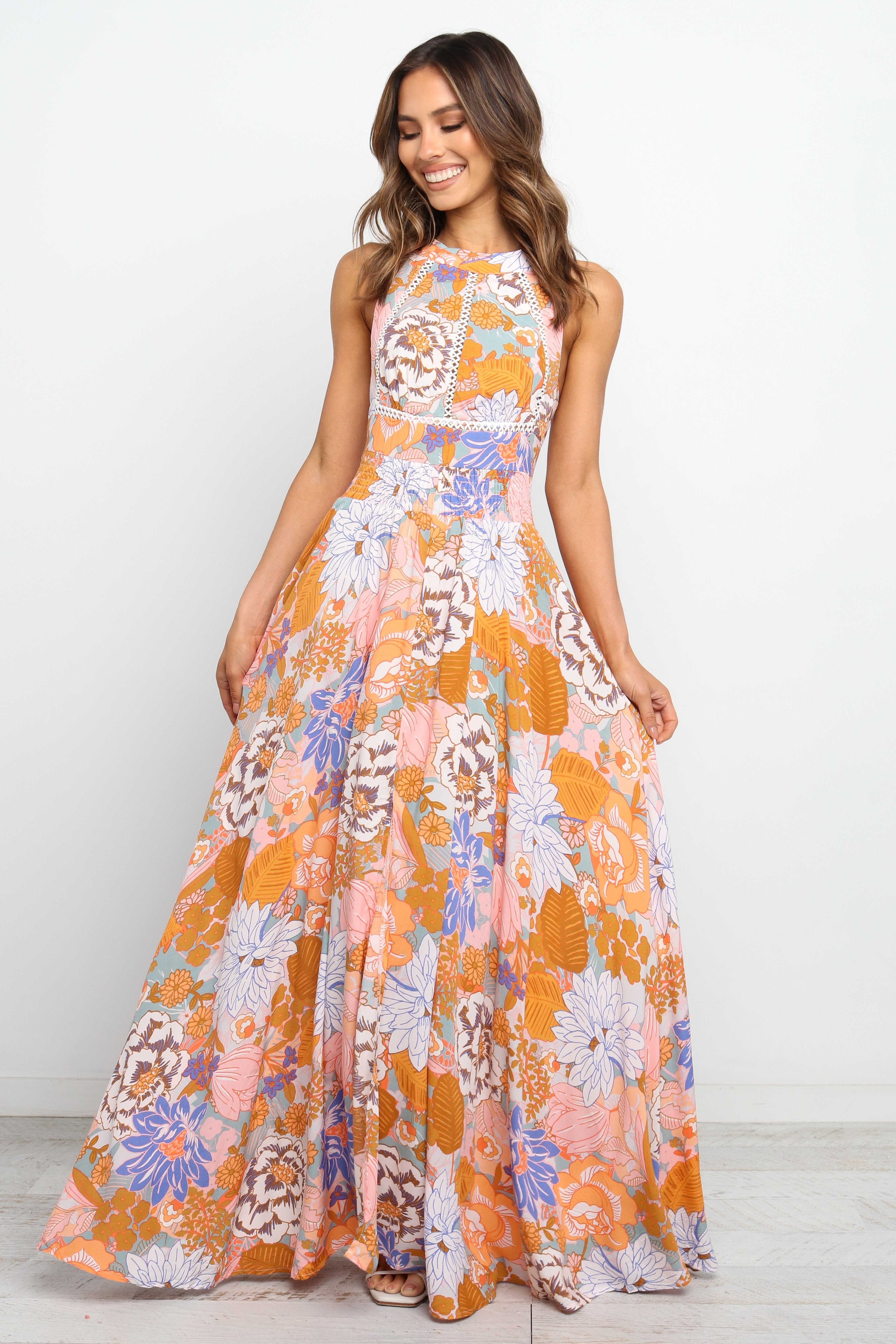 Newell Dress - Orange-Aur Fashion