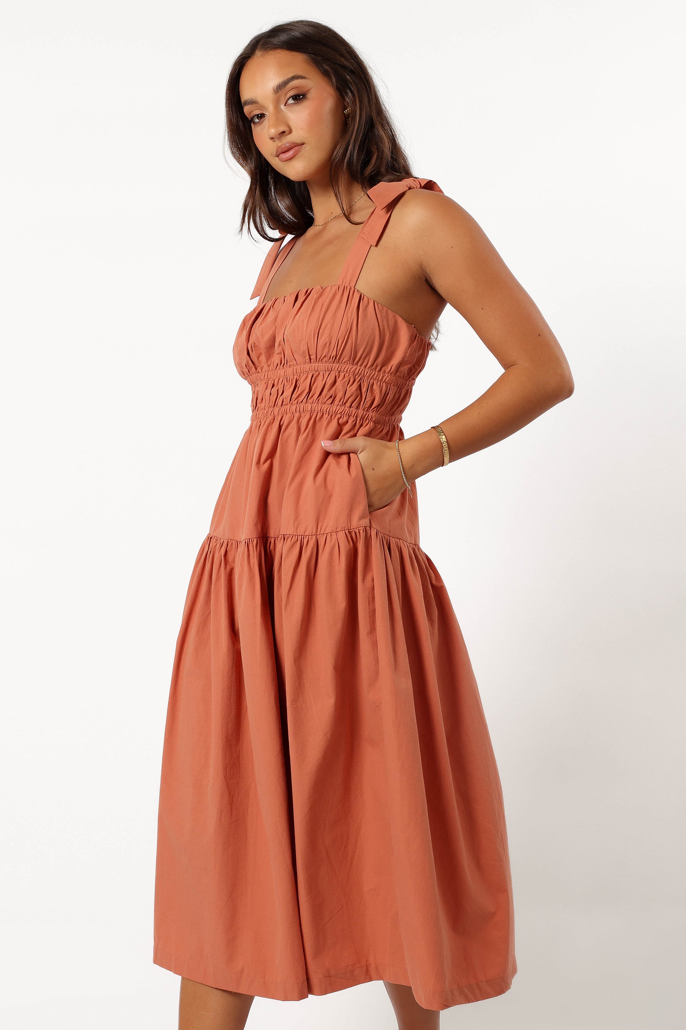Ninah Midi Dress - Terracotta-Aur Fashion