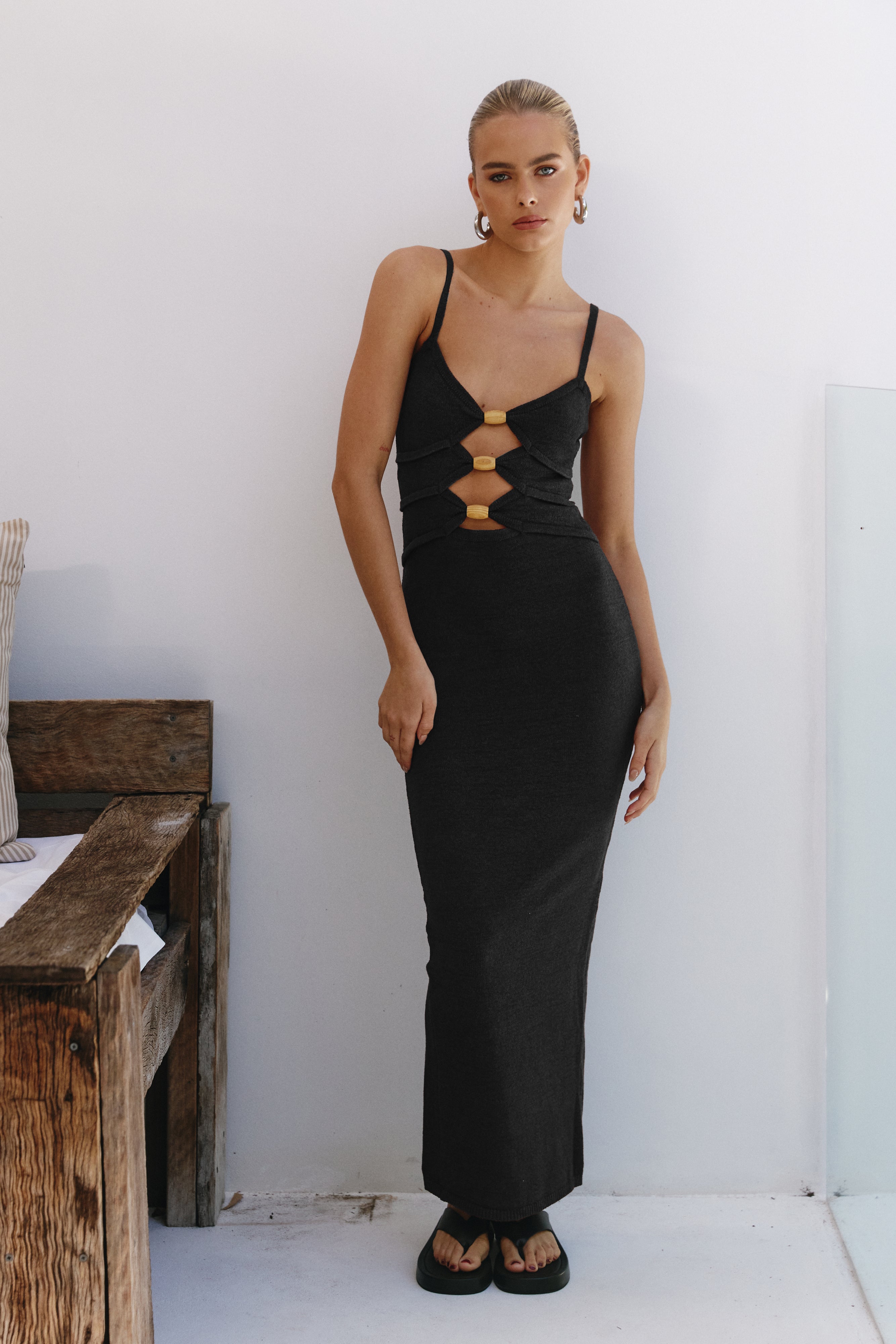 Normani Midi Dress - Black-Aur Fashion