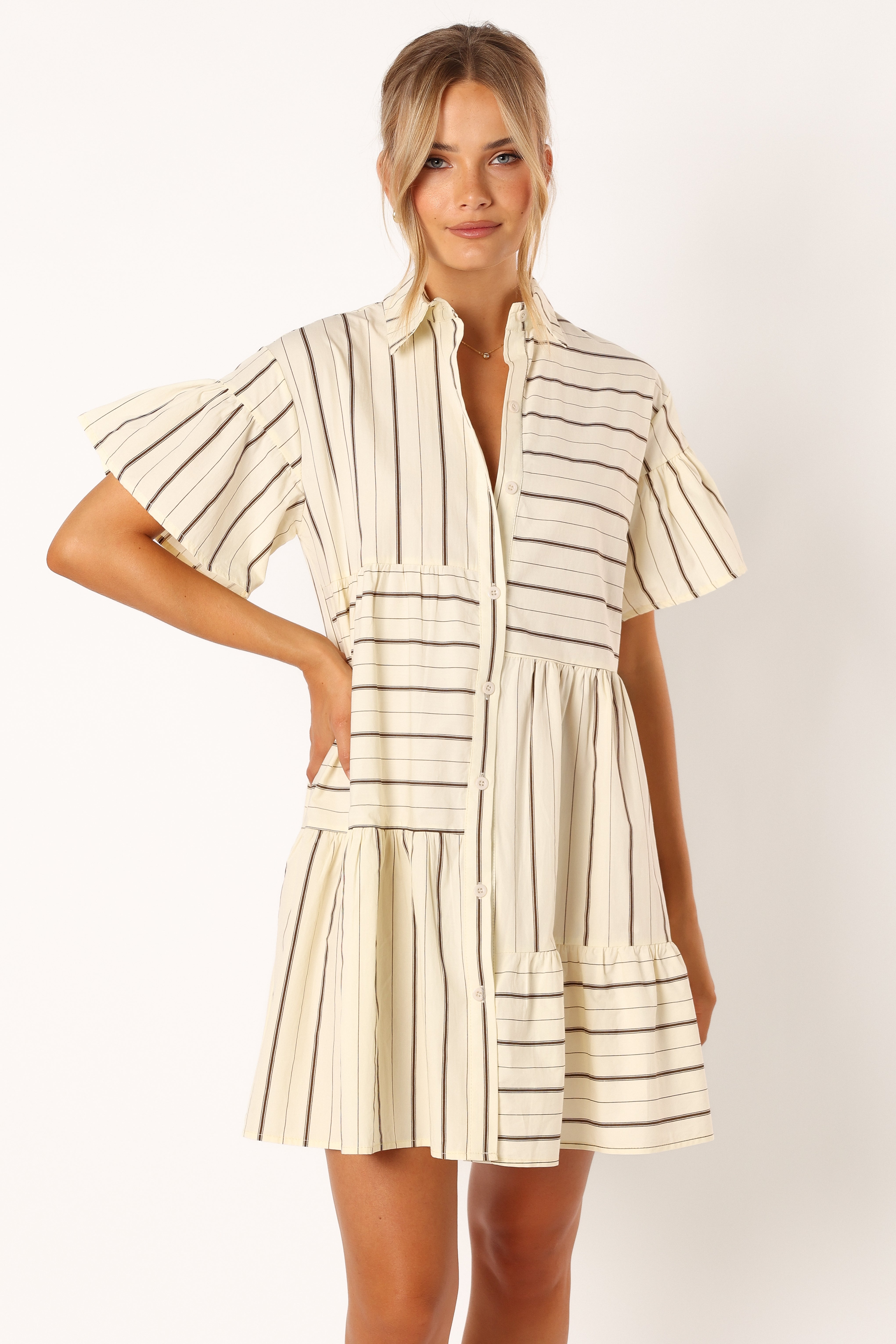 Peachy Mini Dress - Beige Tan-Aur Fashion
