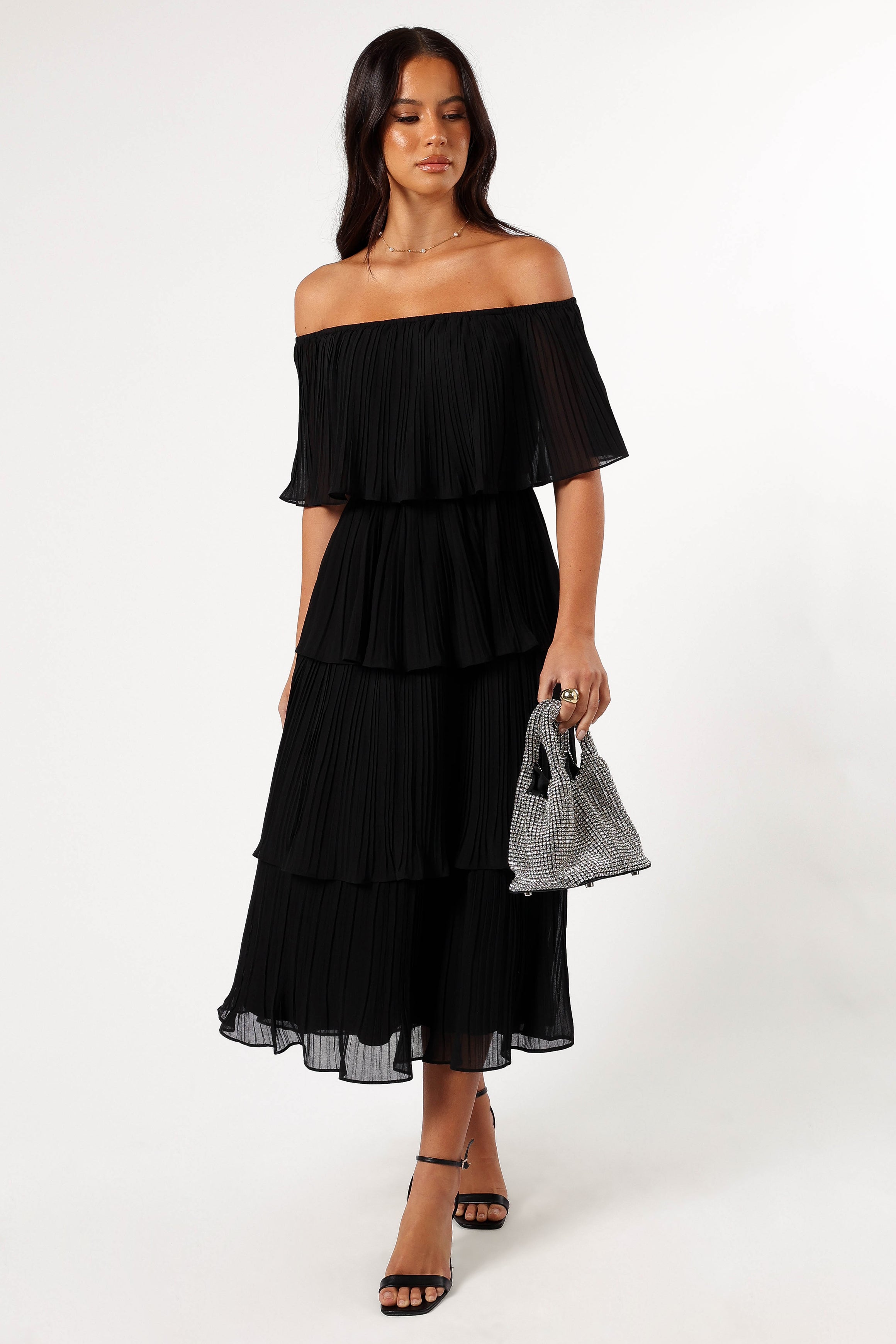 Pearson Strapless Midi Dress - Black-Aur Fashion