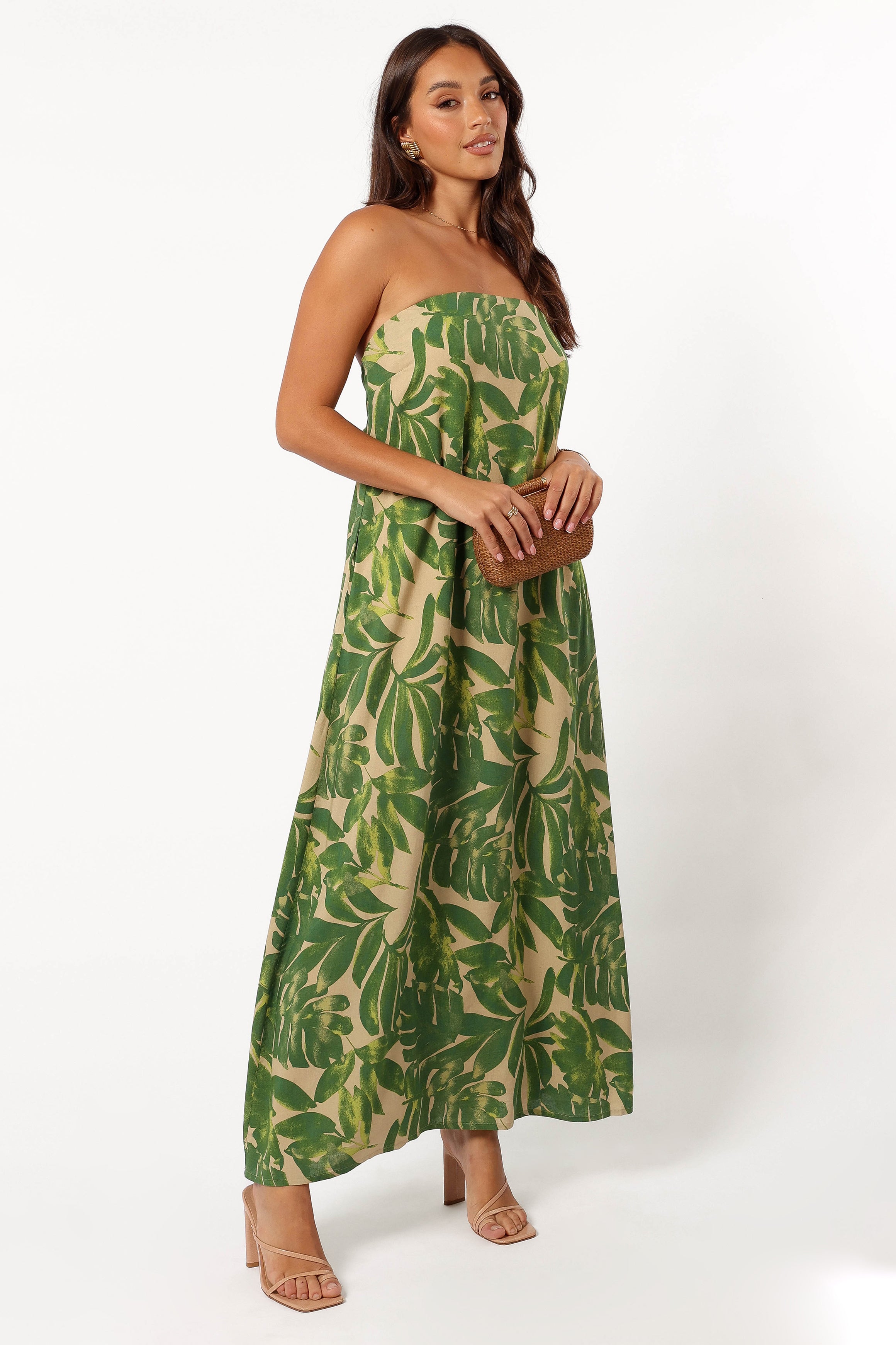 Penny Strapless Midi Dress - Ibiza Palm-Aur Fashion