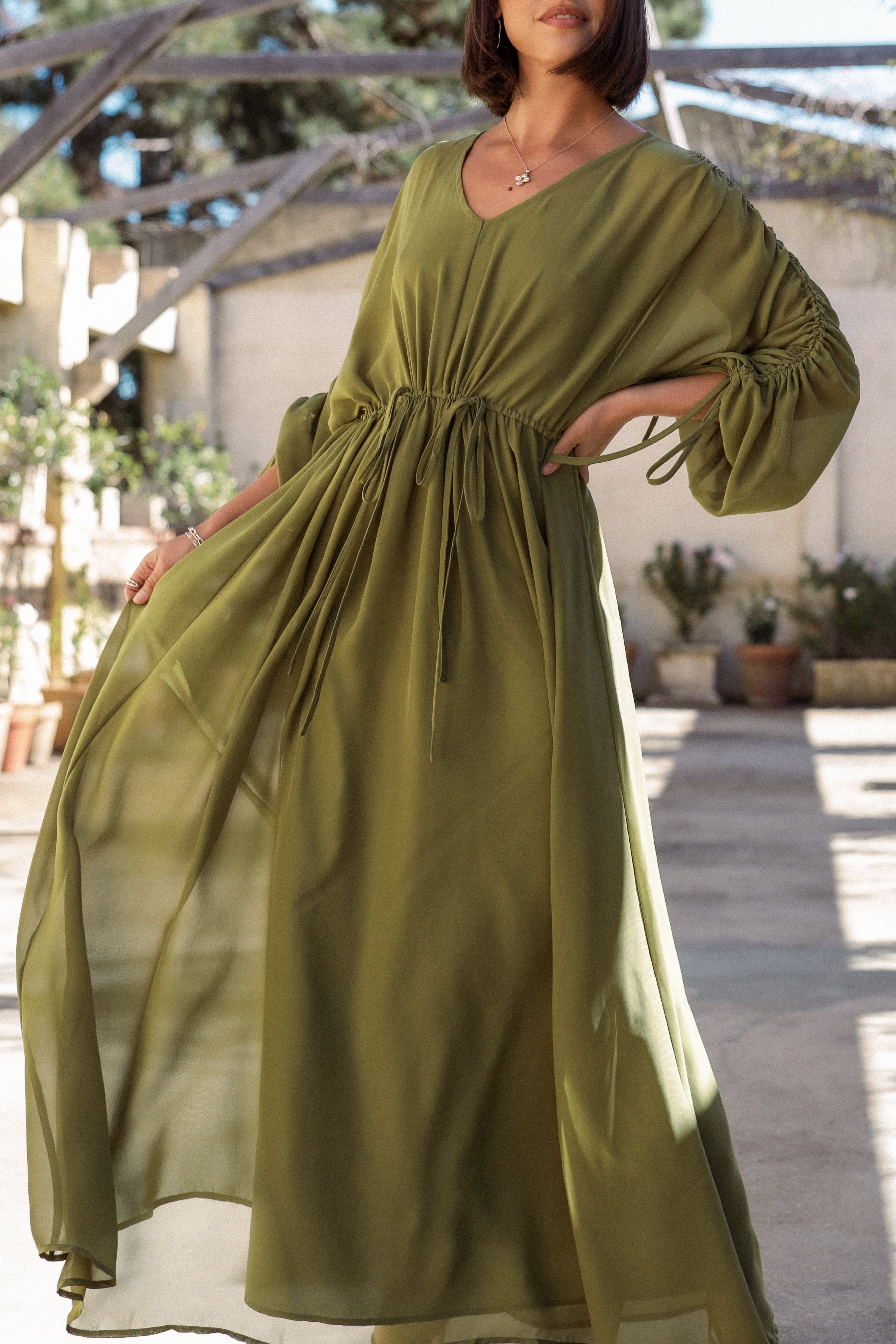 Ramona Long Sleeve Maxi Dress - Sage-Aur Fashion