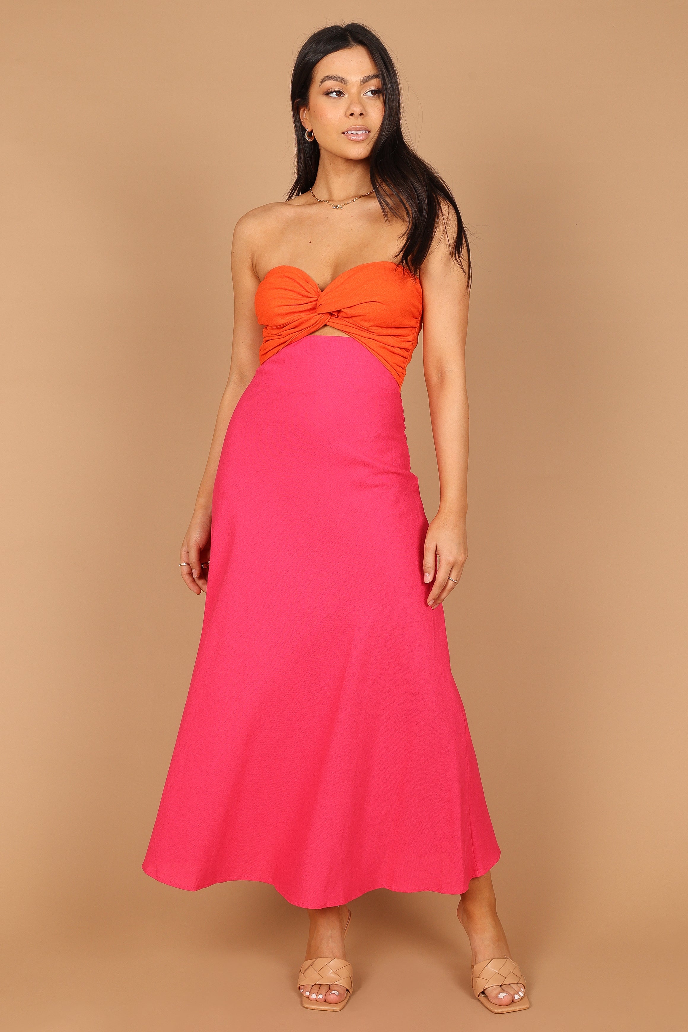 Rosetta Dress - Fuchsia/Orange-Aur Fashion
