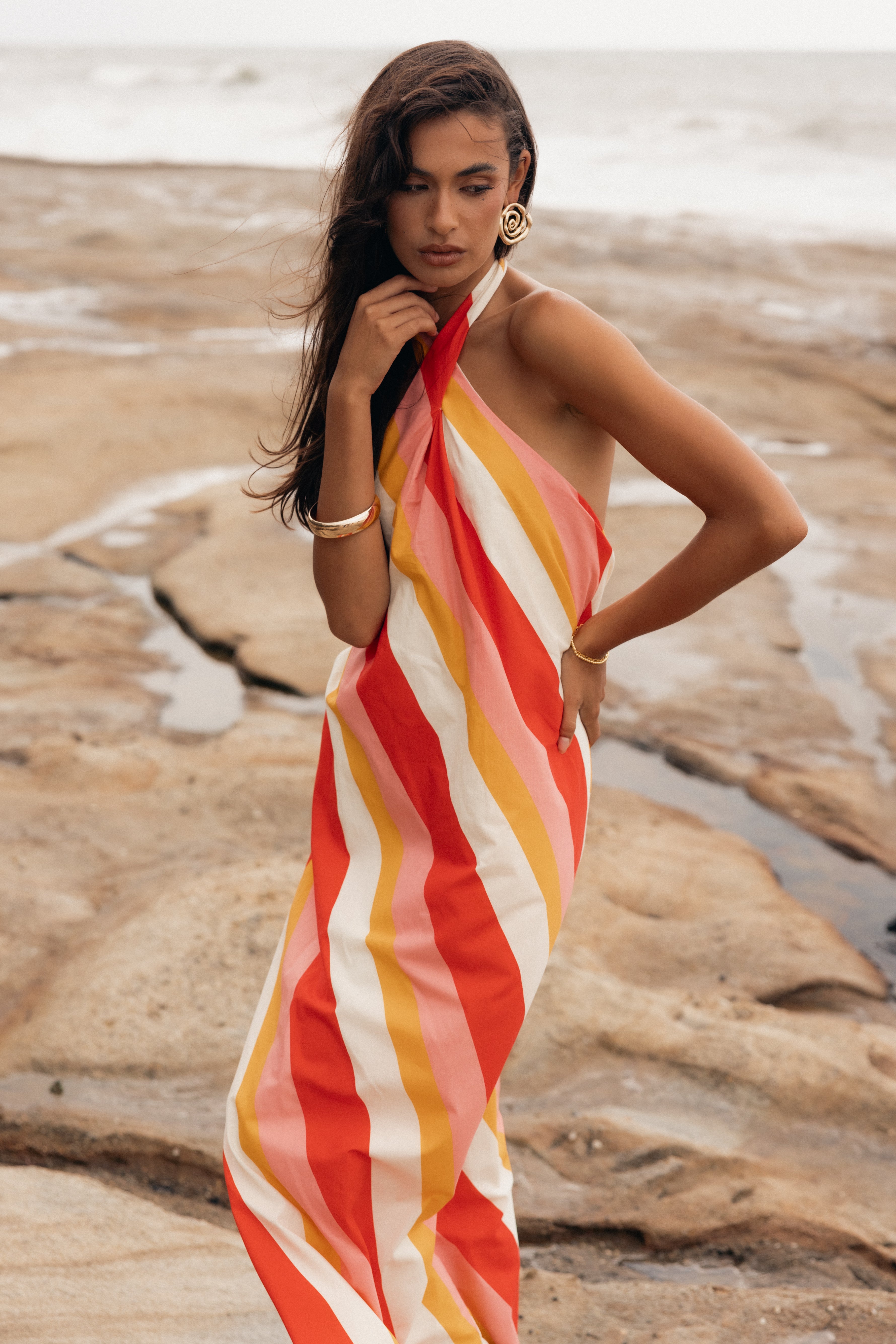 Sabbia Maxi Dress - Pink Stripe-Aur Fashion