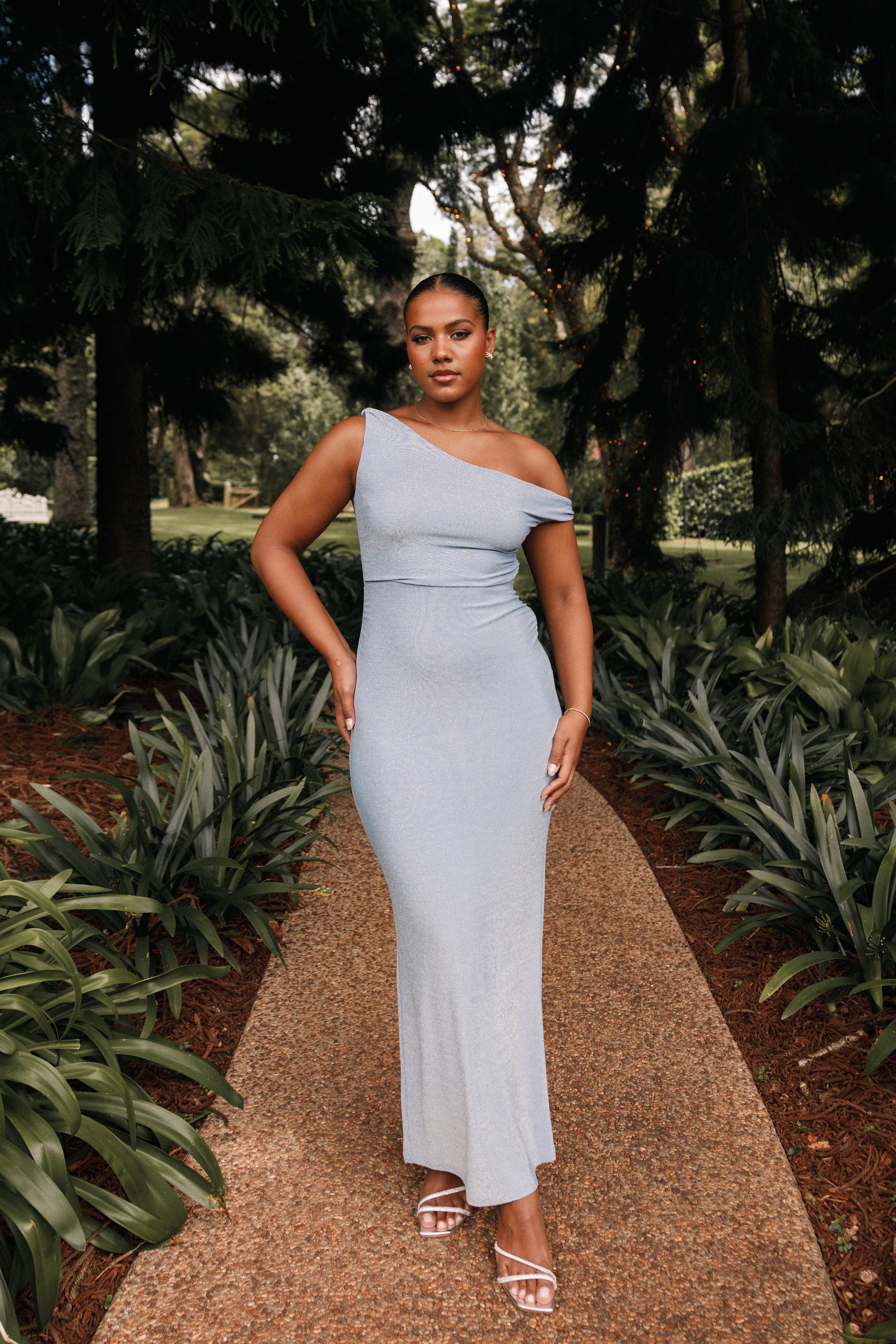 Sebastian Off Shoulder Maxi Dress - Blue-Aur Fashion