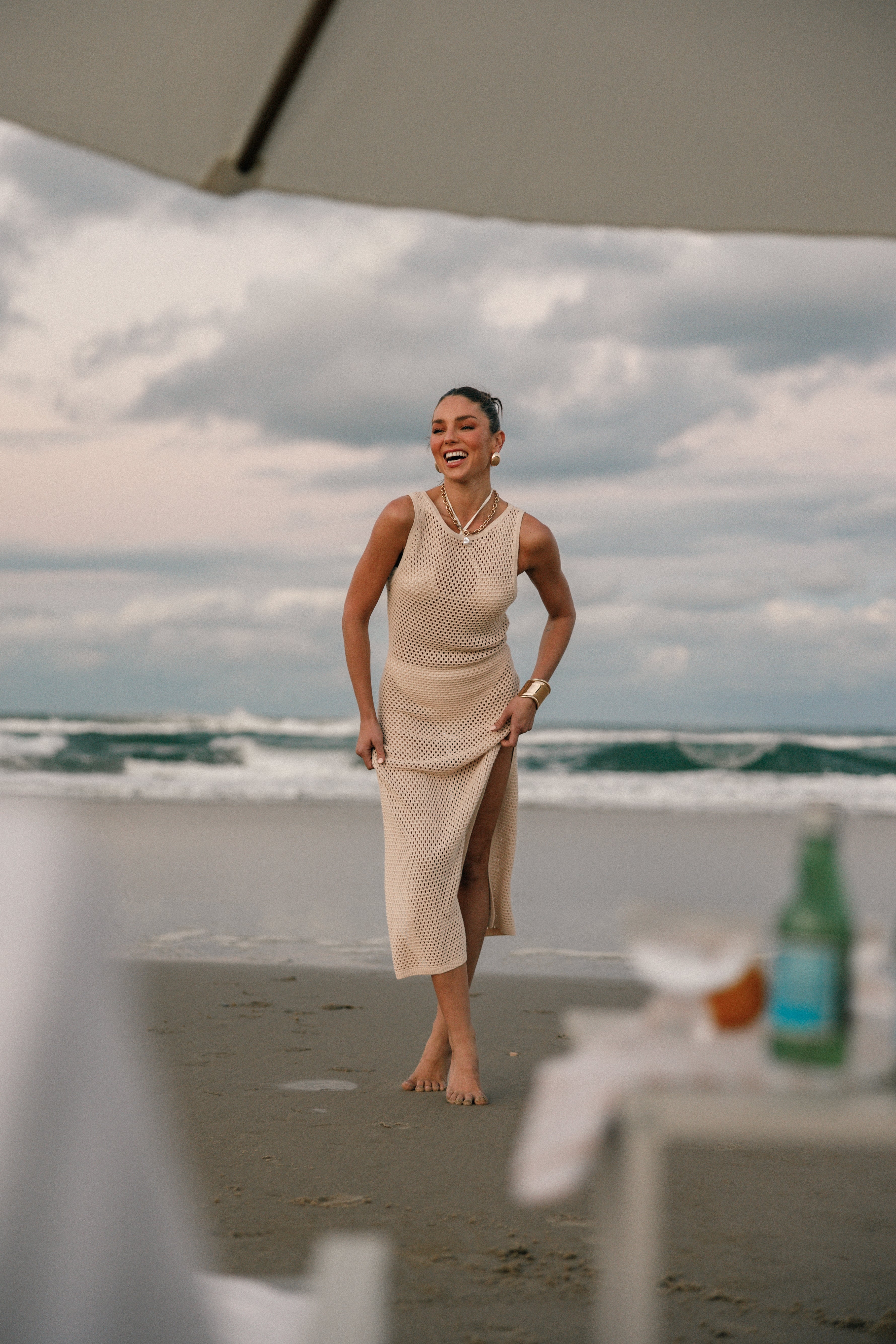 Shamine Midi Dress - Sand-Aur Fashion