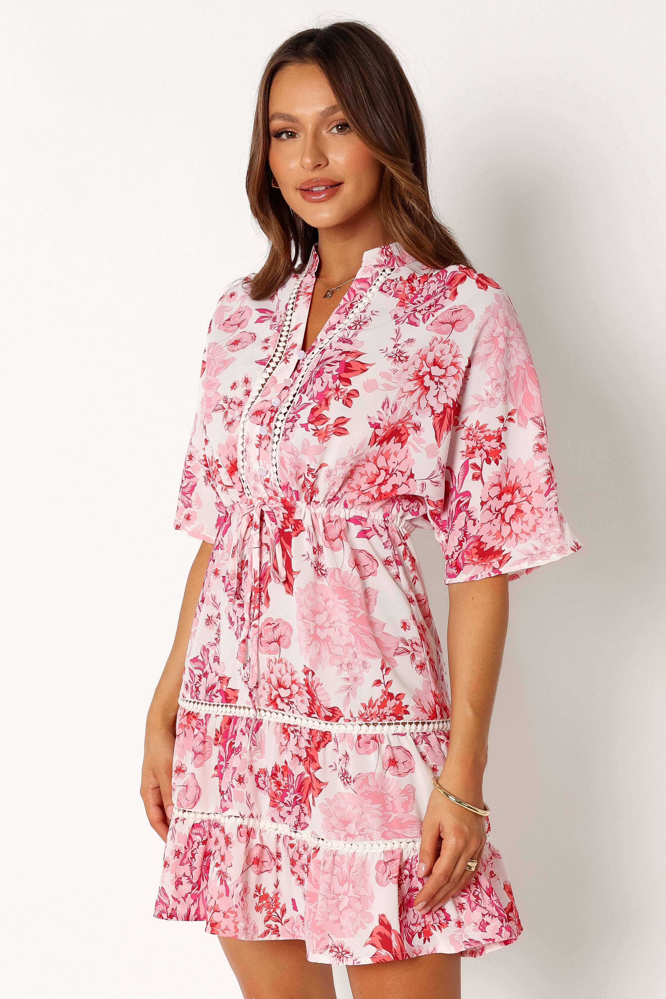 Sienna Long Sleeve Mini Dress - Pink-Aur Fashion