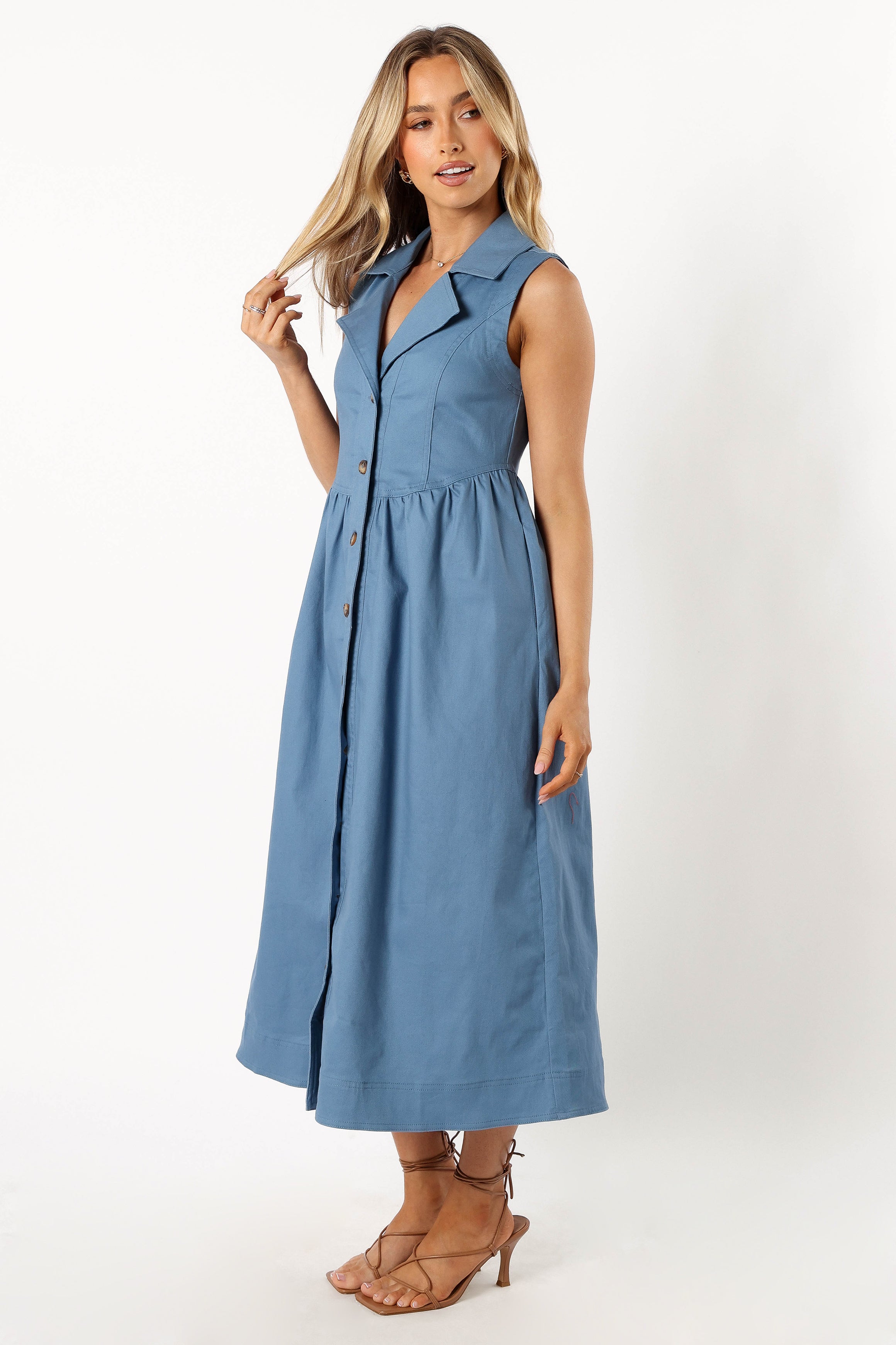 Sonja Midi Dress - Steel Blue-Aur Fashion