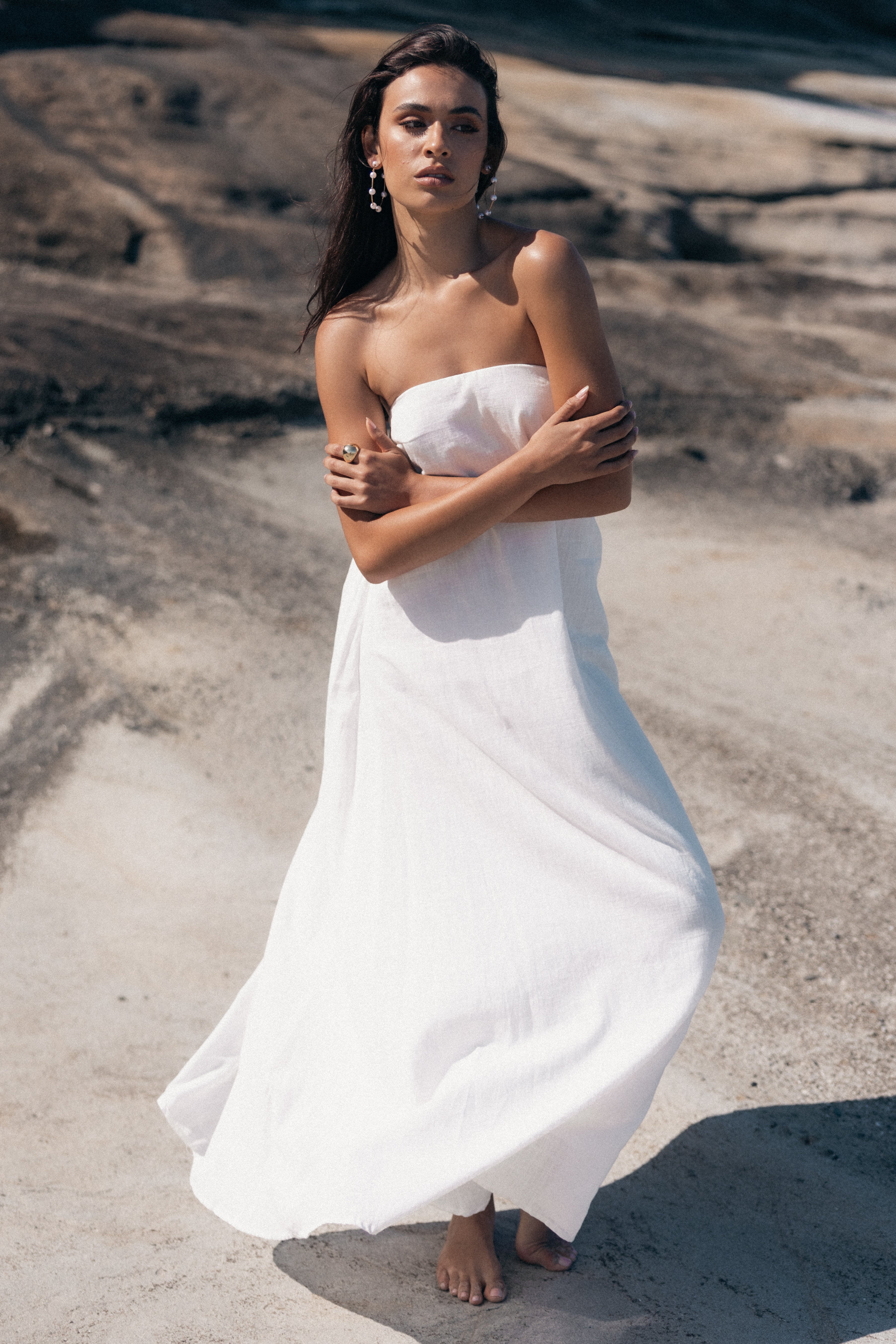 Soph Strapless Maxi Dress - White-Aur Fashion