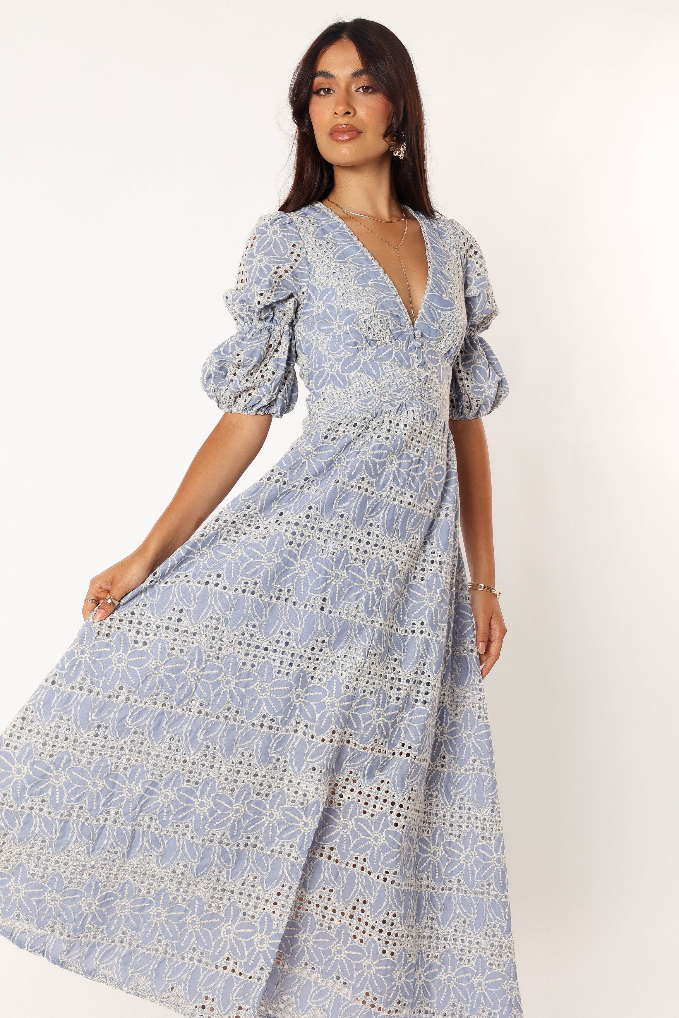 Tani Midi Dress - Blue-Aur Fashion