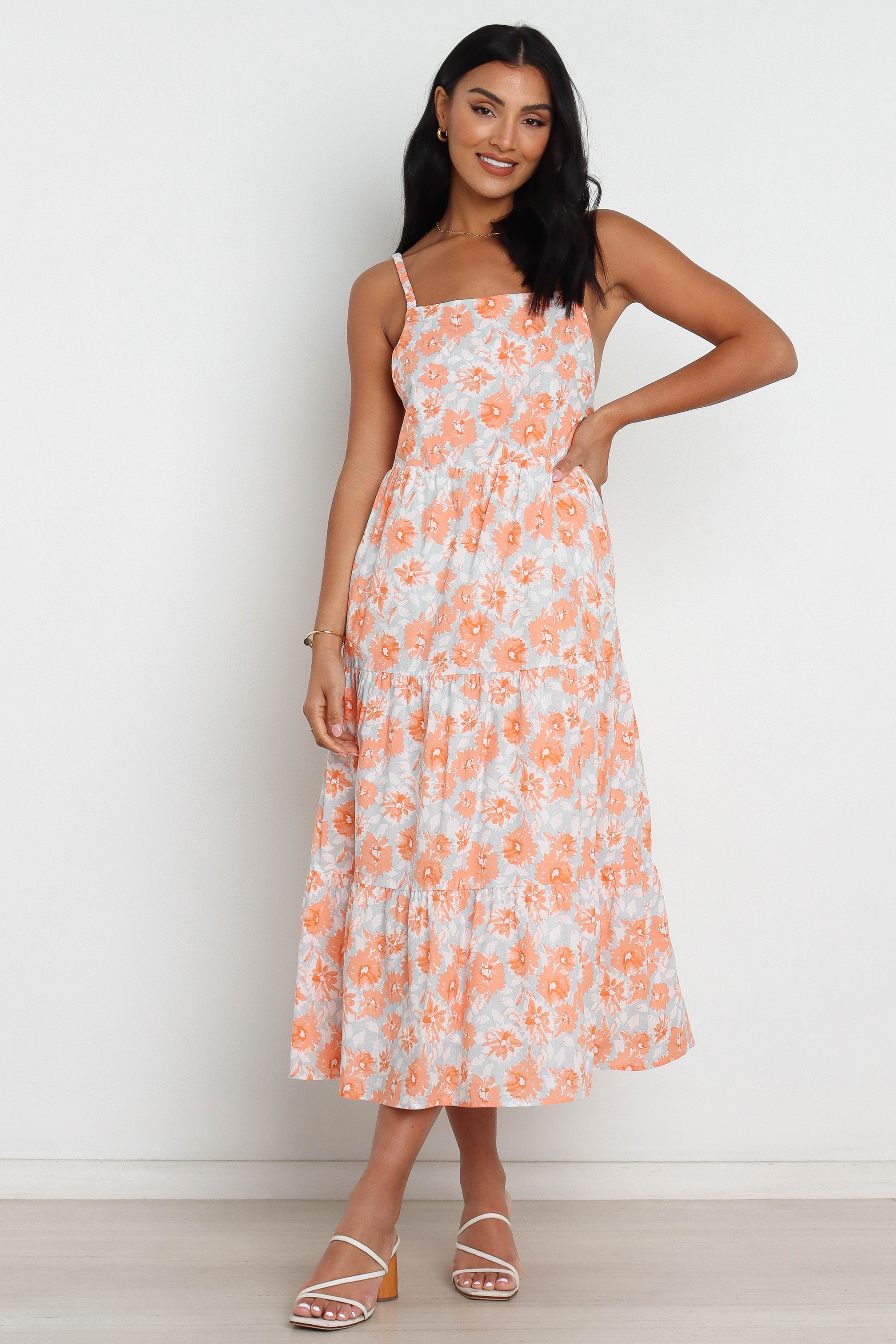 Tawo Dress - Orange Floral-Aur Fashion