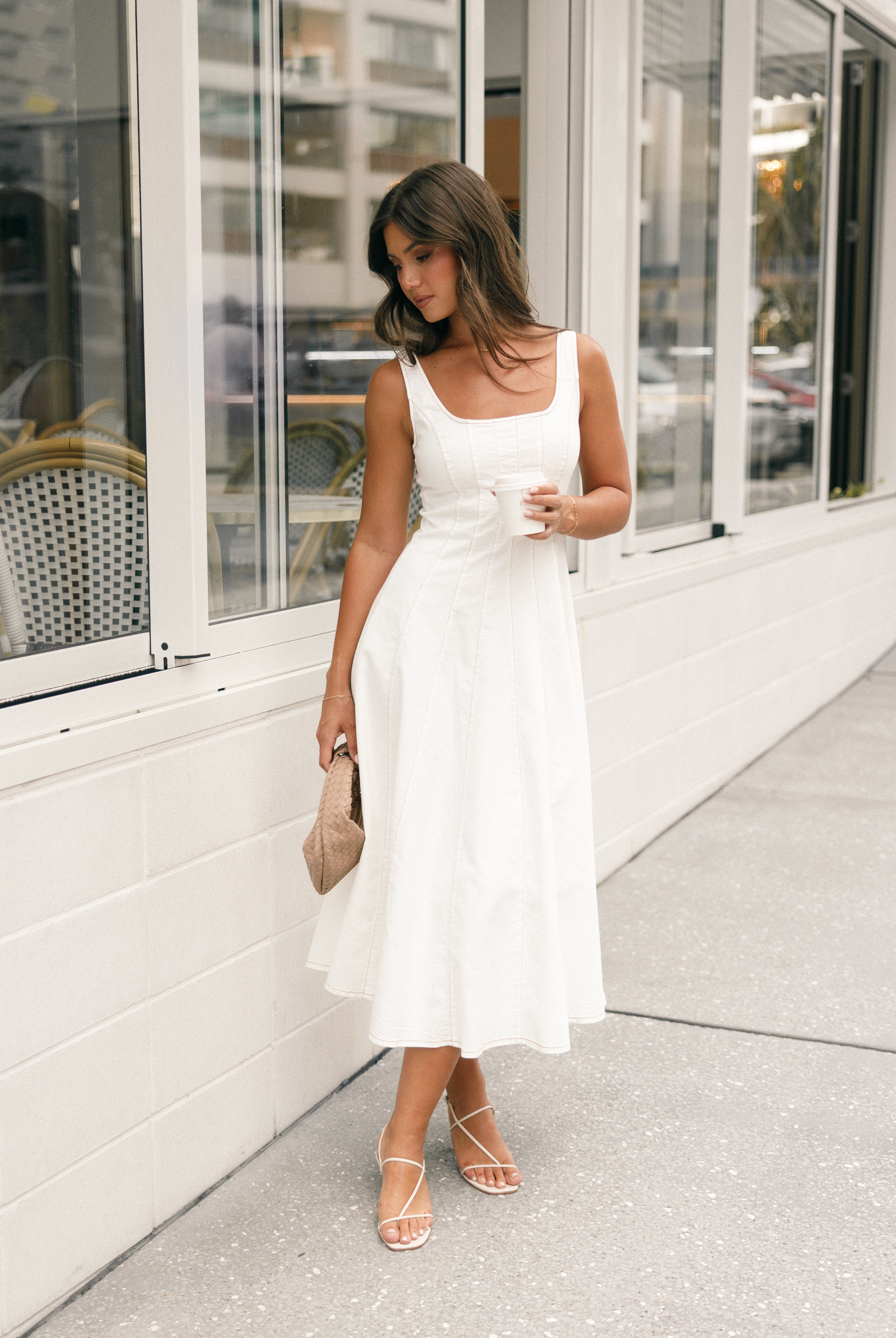 Una Midi Dress - White-Aur Fashion