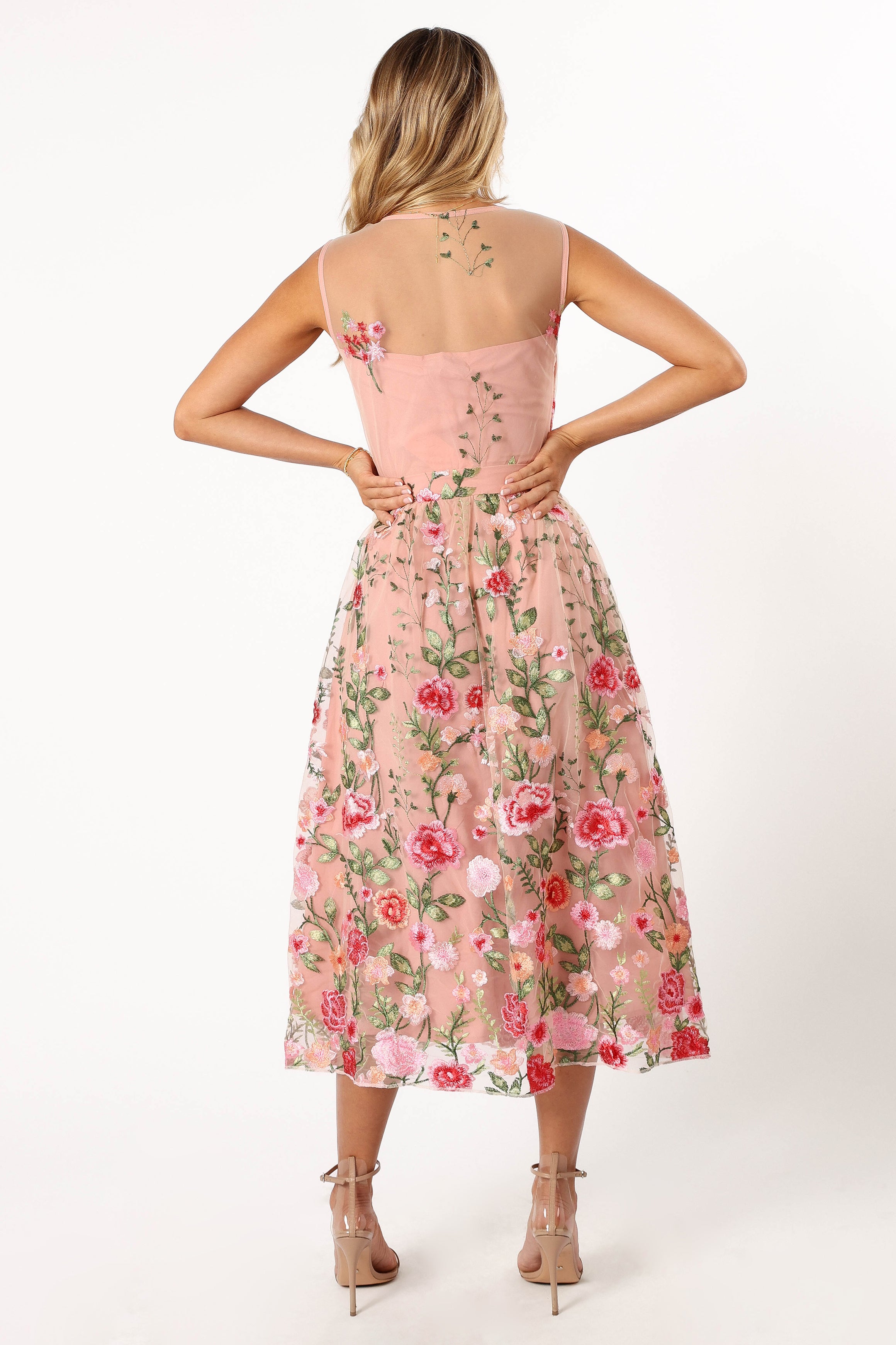 Wonderland Midi Dress - Pink Floral-Aur Fashion