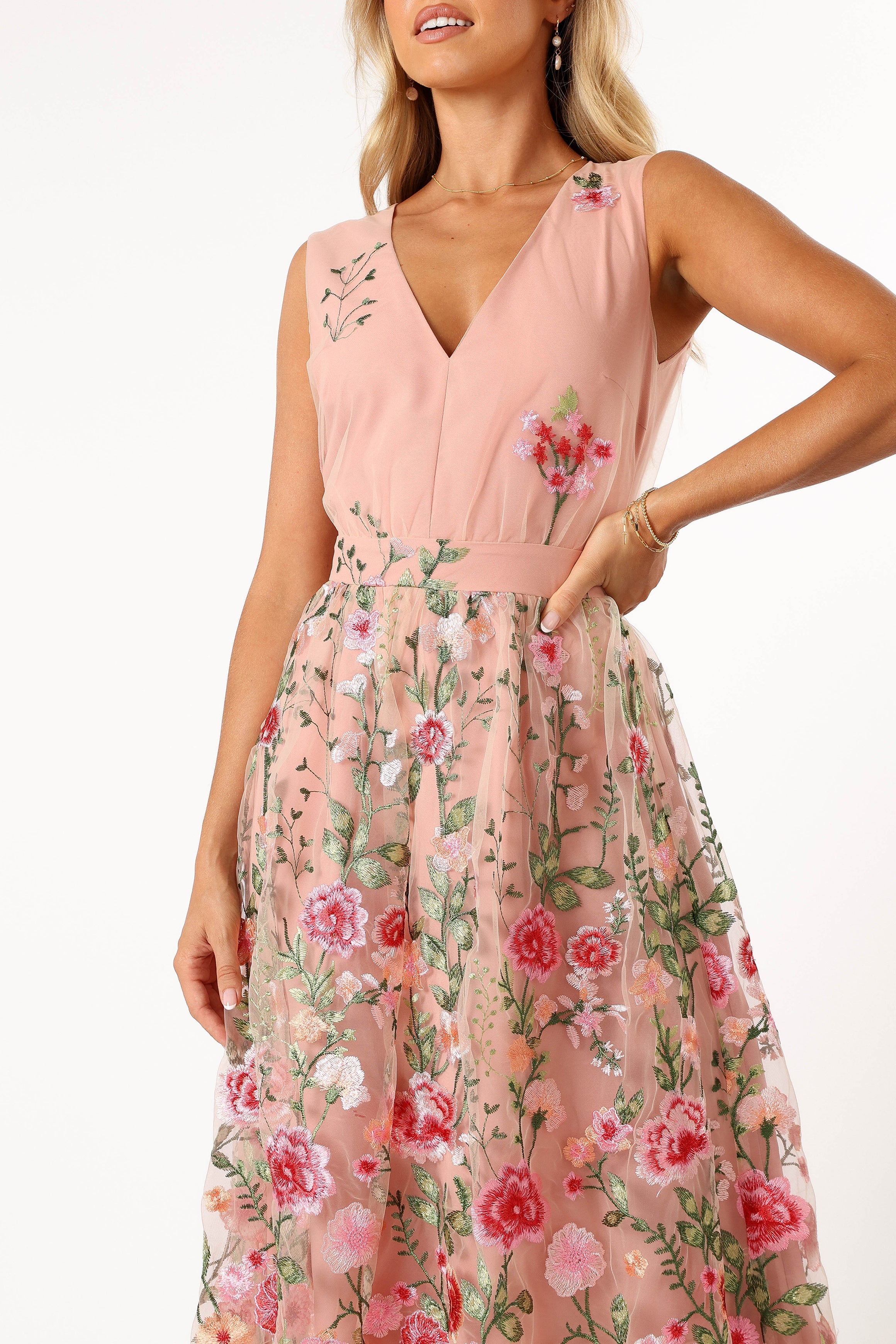 Wonderland Midi Dress - Pink Floral-Aur Fashion