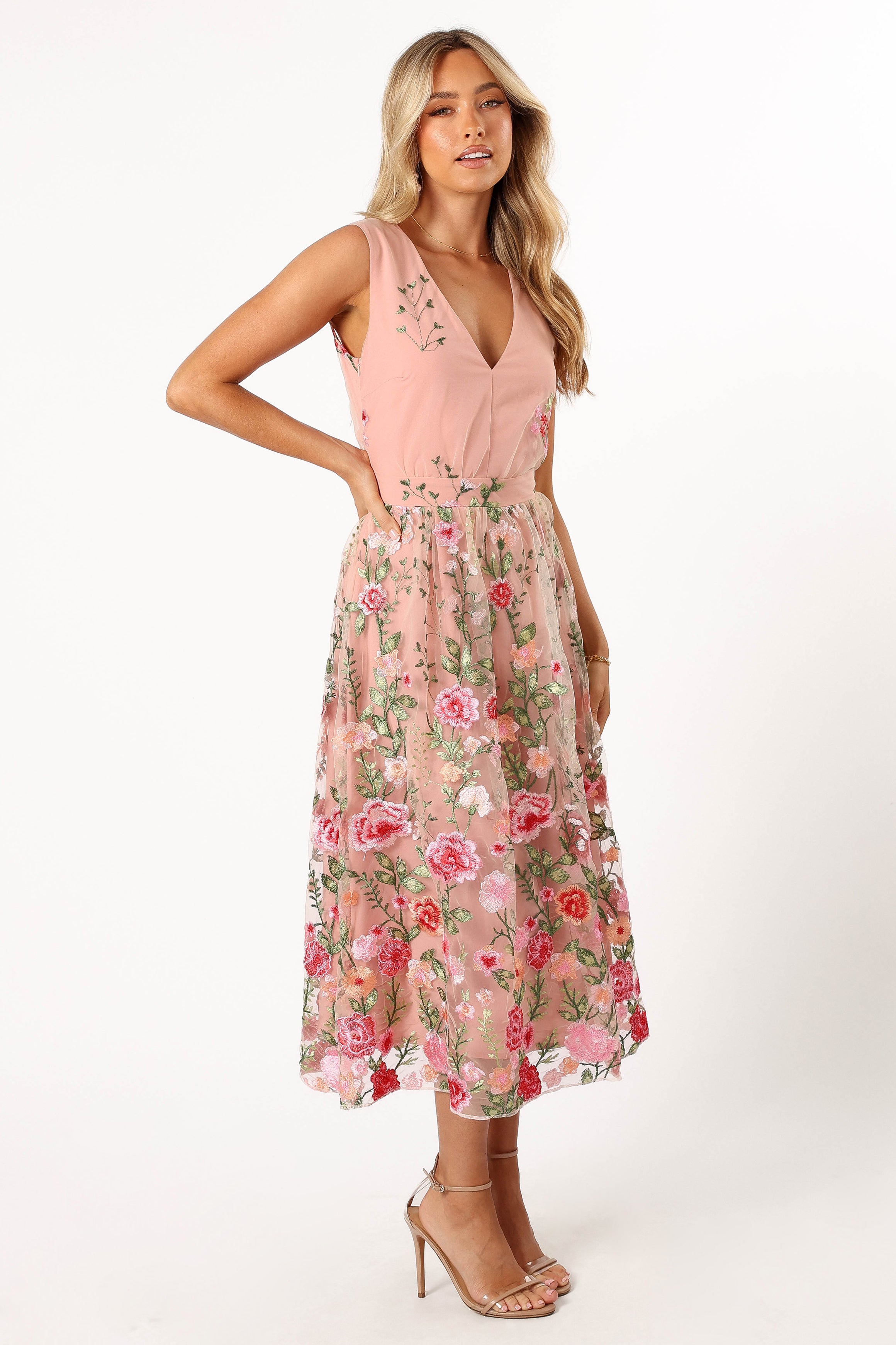 Wonderland Midi Dress - Pink Floral-Aur Fashion