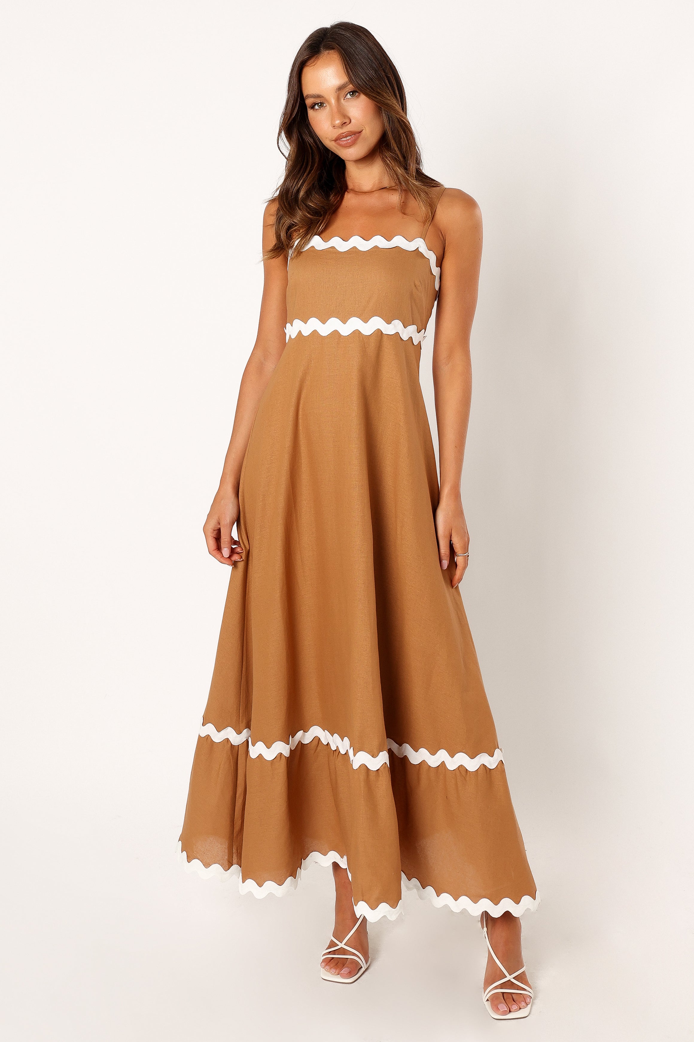 Yana Maxi Dress - Tan White-Aur Fashion
