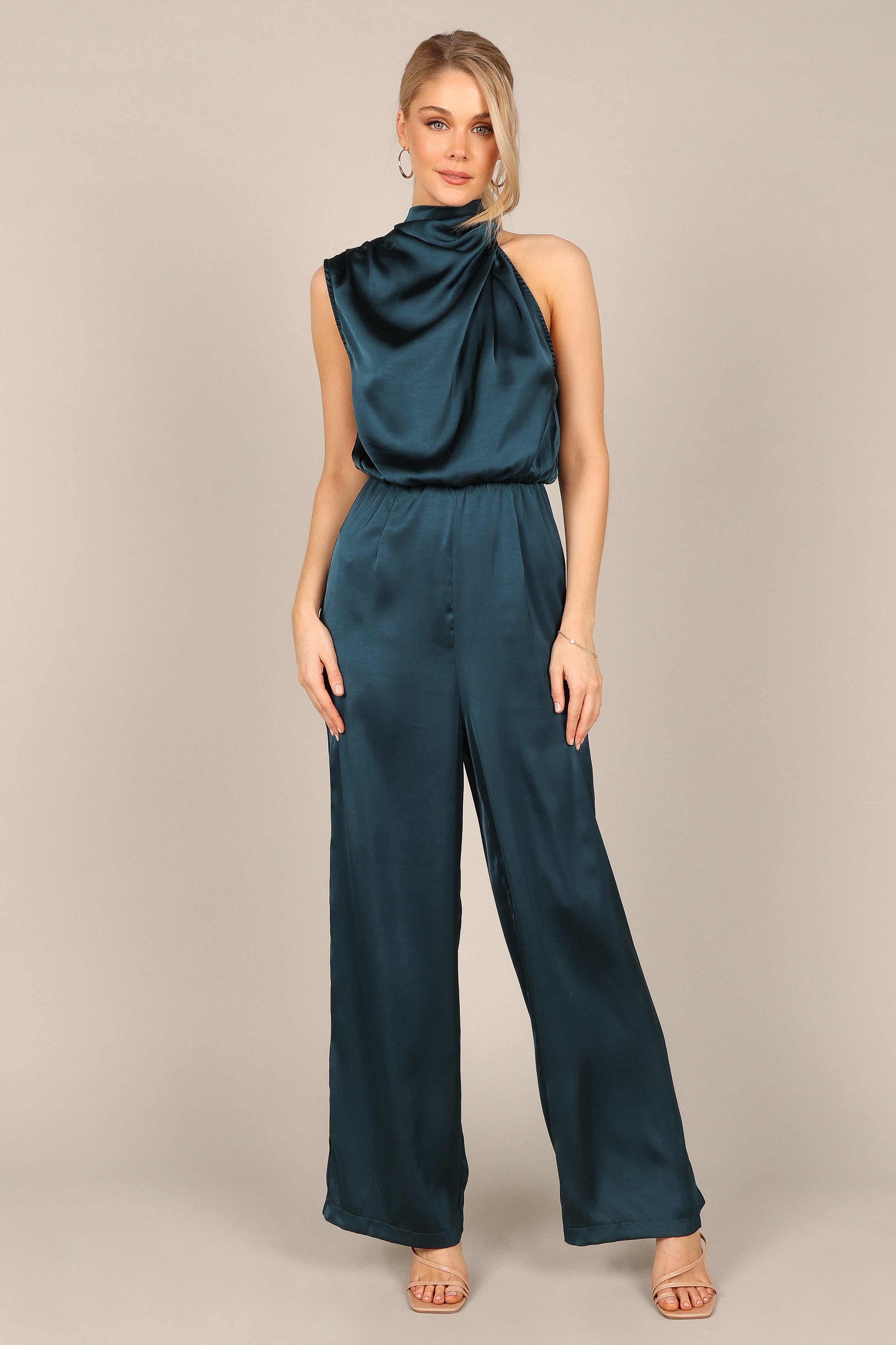 Savannah One Shoulder Jumpsuit - Teal-Aur Fashion