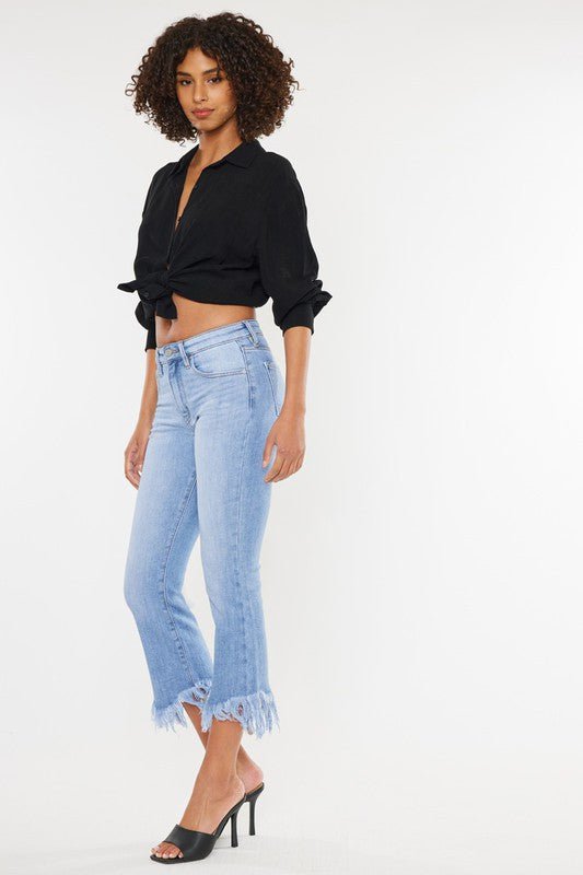 Katie High Rise Crop Bootcut Jeans - Medium-Aur Fashion